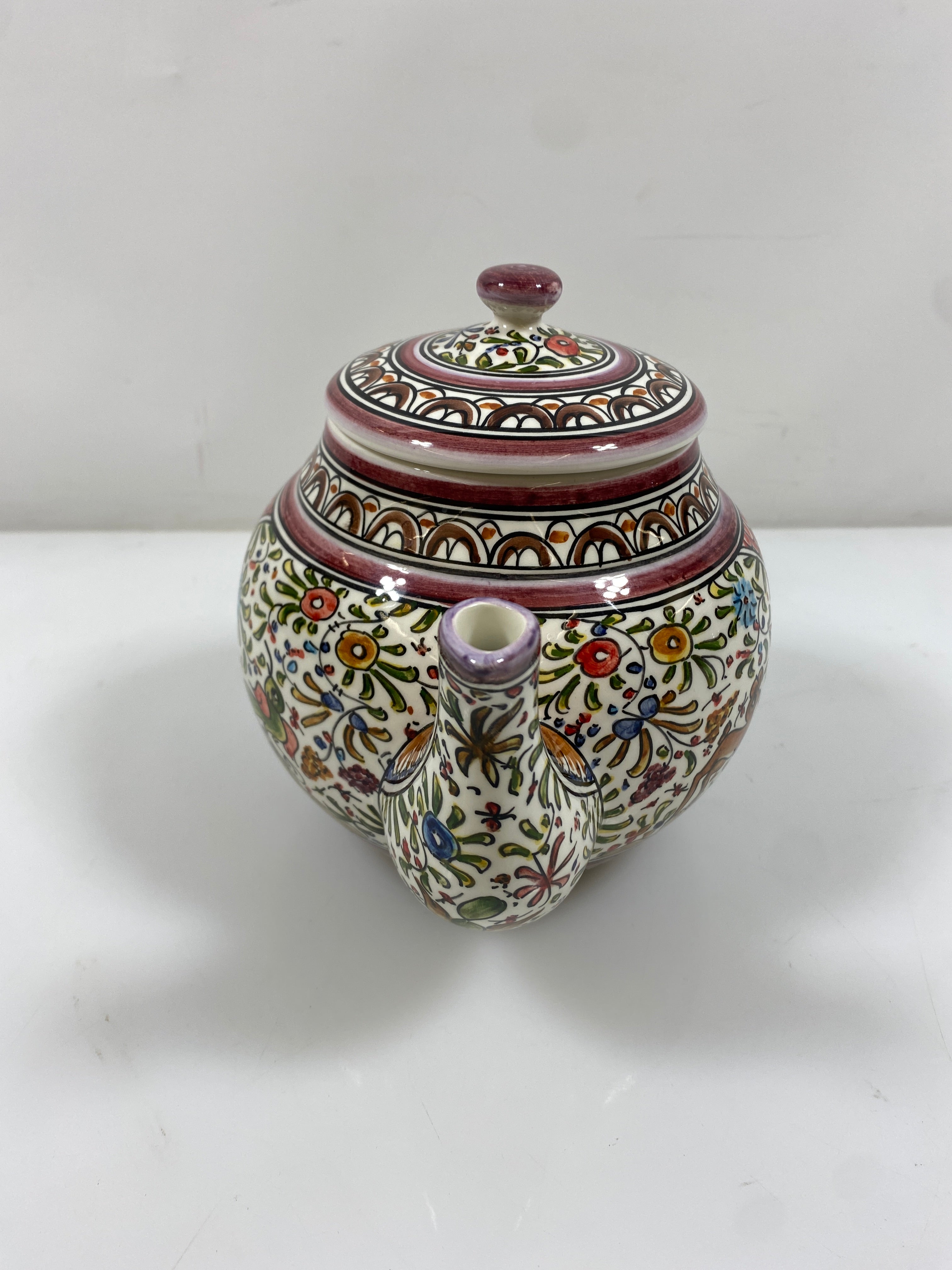 Ceramicas De Coimbra Hand Painted Multicolor Teapot Portugal