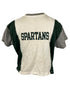 Champion Green and White Spartans Cropped T-Shirt Women's Size M