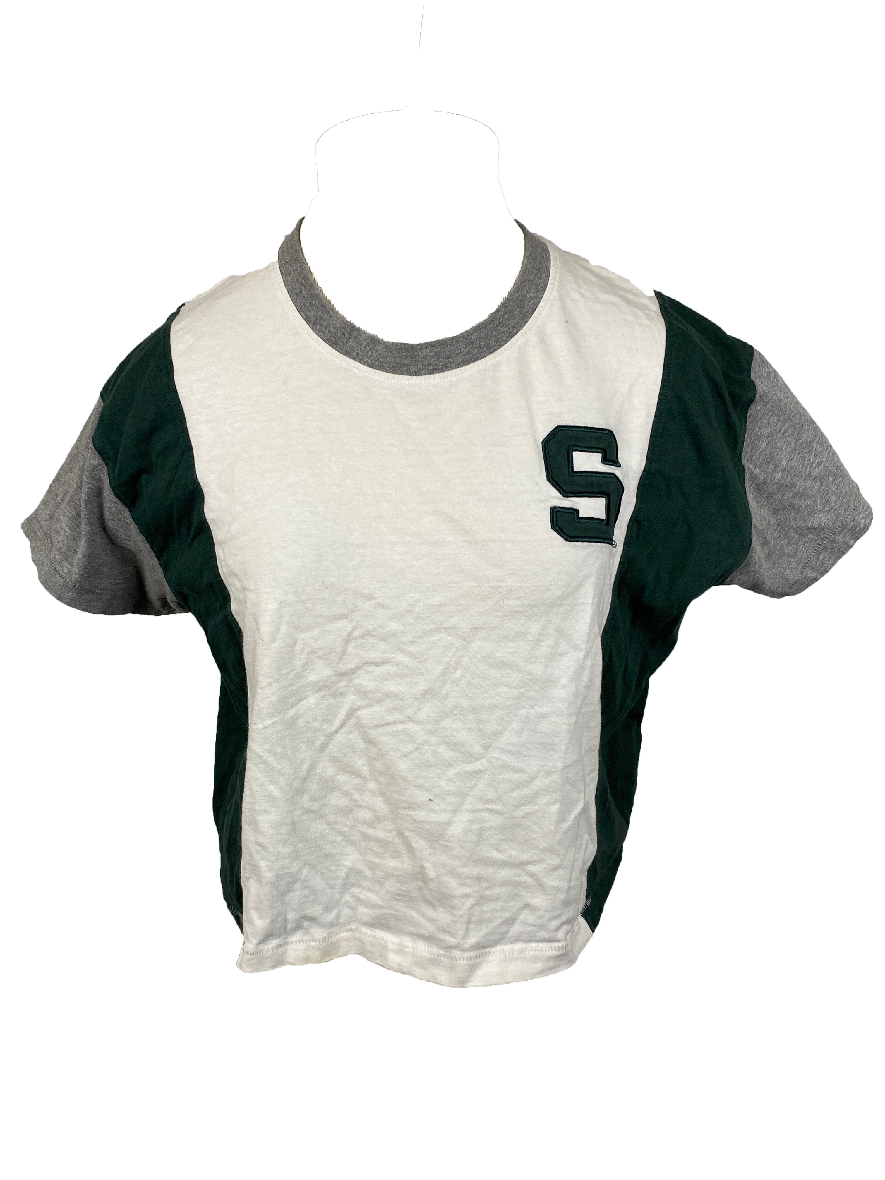 Champion Green and White Spartans Cropped T-Shirt Women's Size M