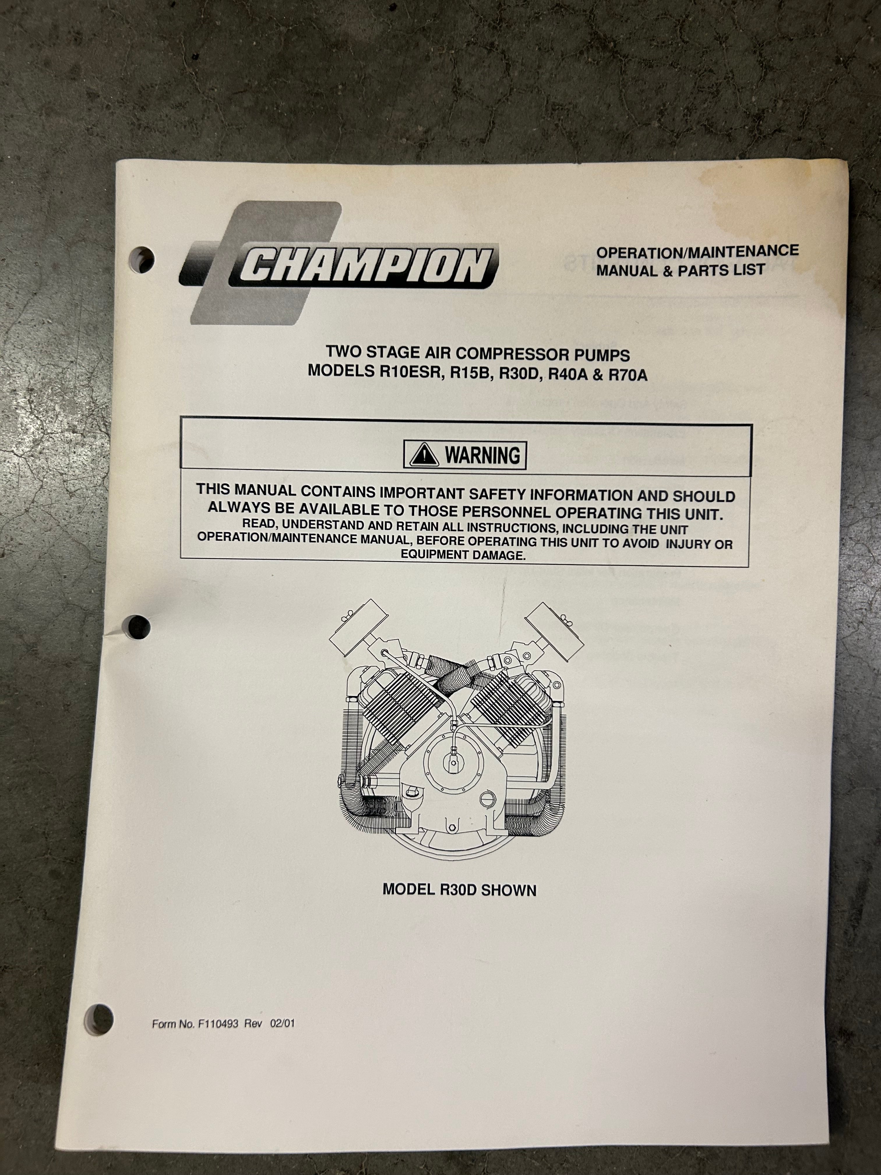Champion Stage Air Compressor Pump