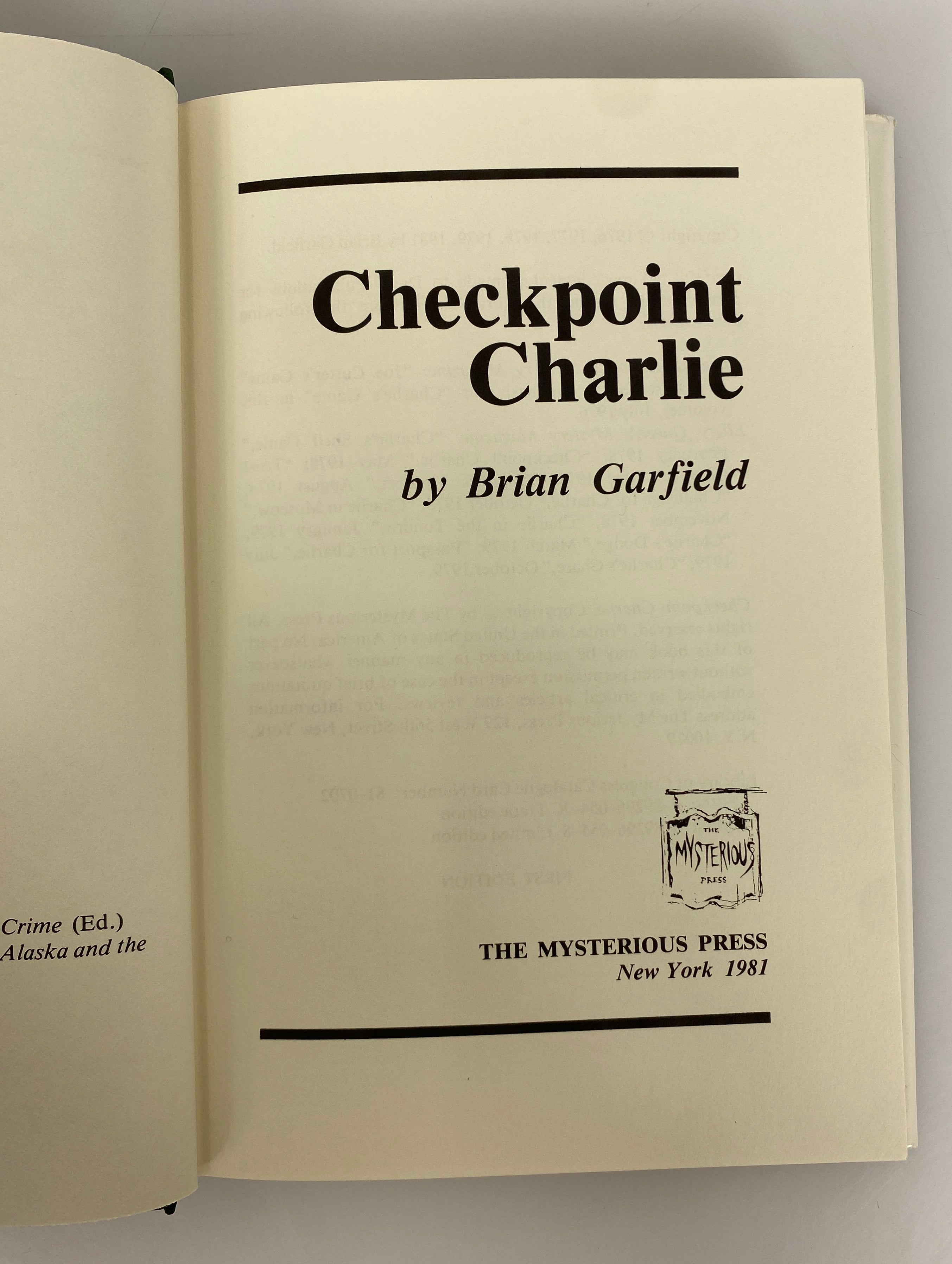 Checkpoint Charlie by Garfield 1981 Signed 3/250 Mysterious Press DJ Slipcase