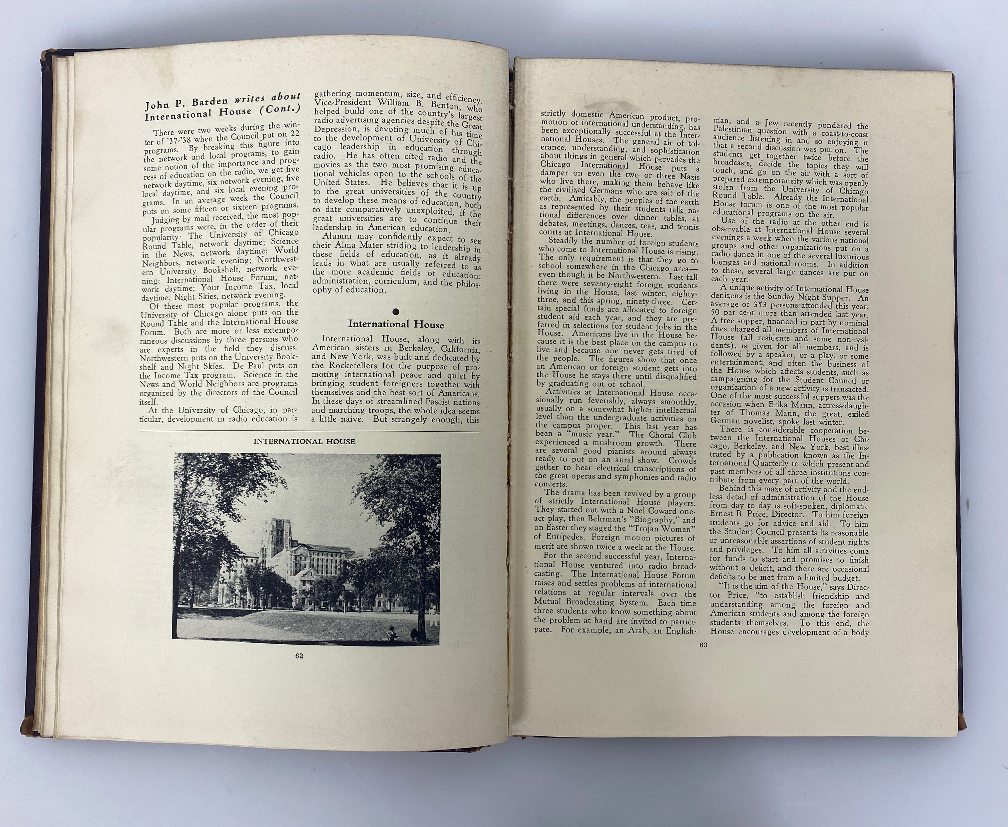 Chicago Alumni Club Yearbook & Directory University of Chicago 1937-38 HC
