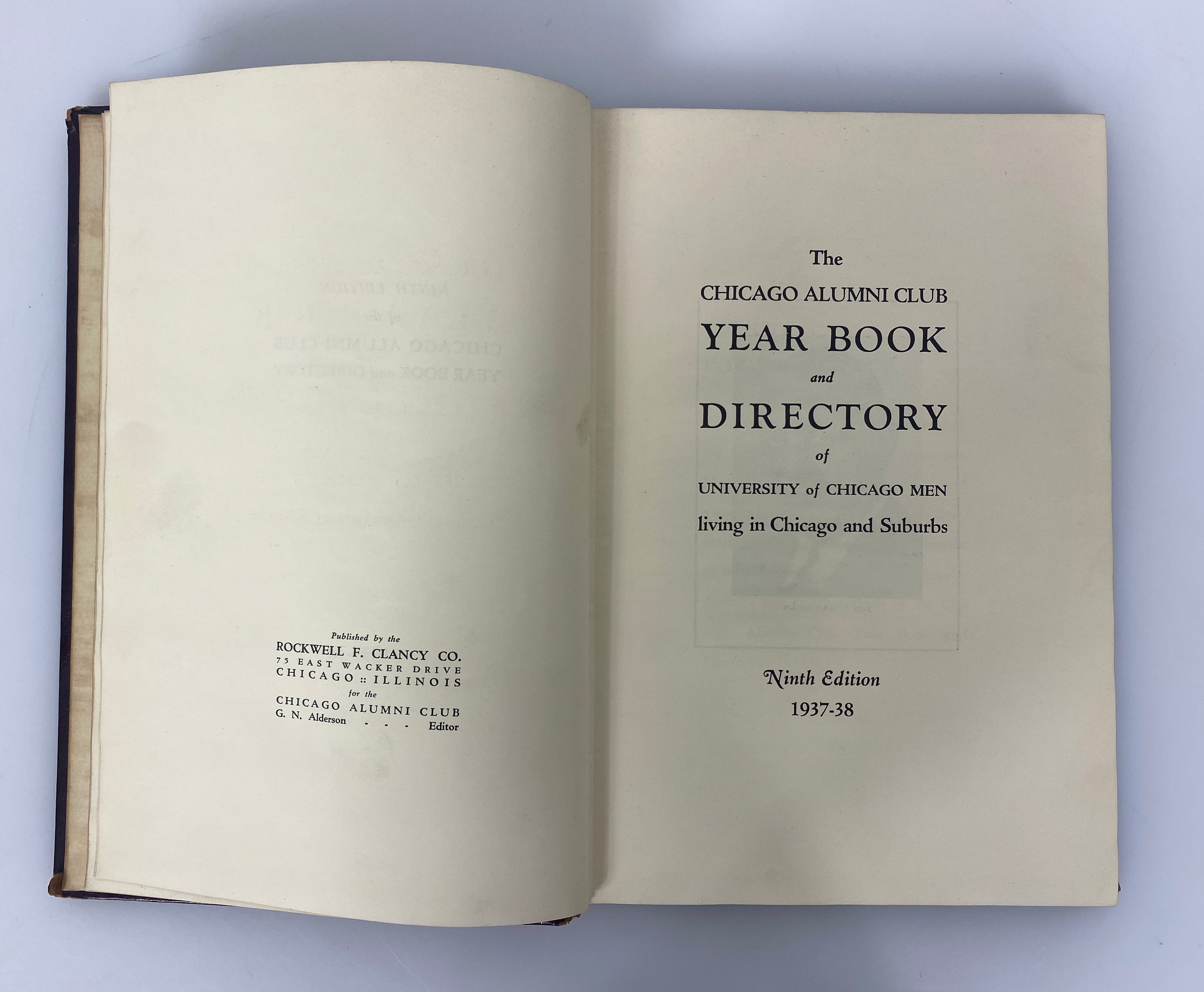Chicago Alumni Club Yearbook & Directory University of Chicago 1937-38 HC
