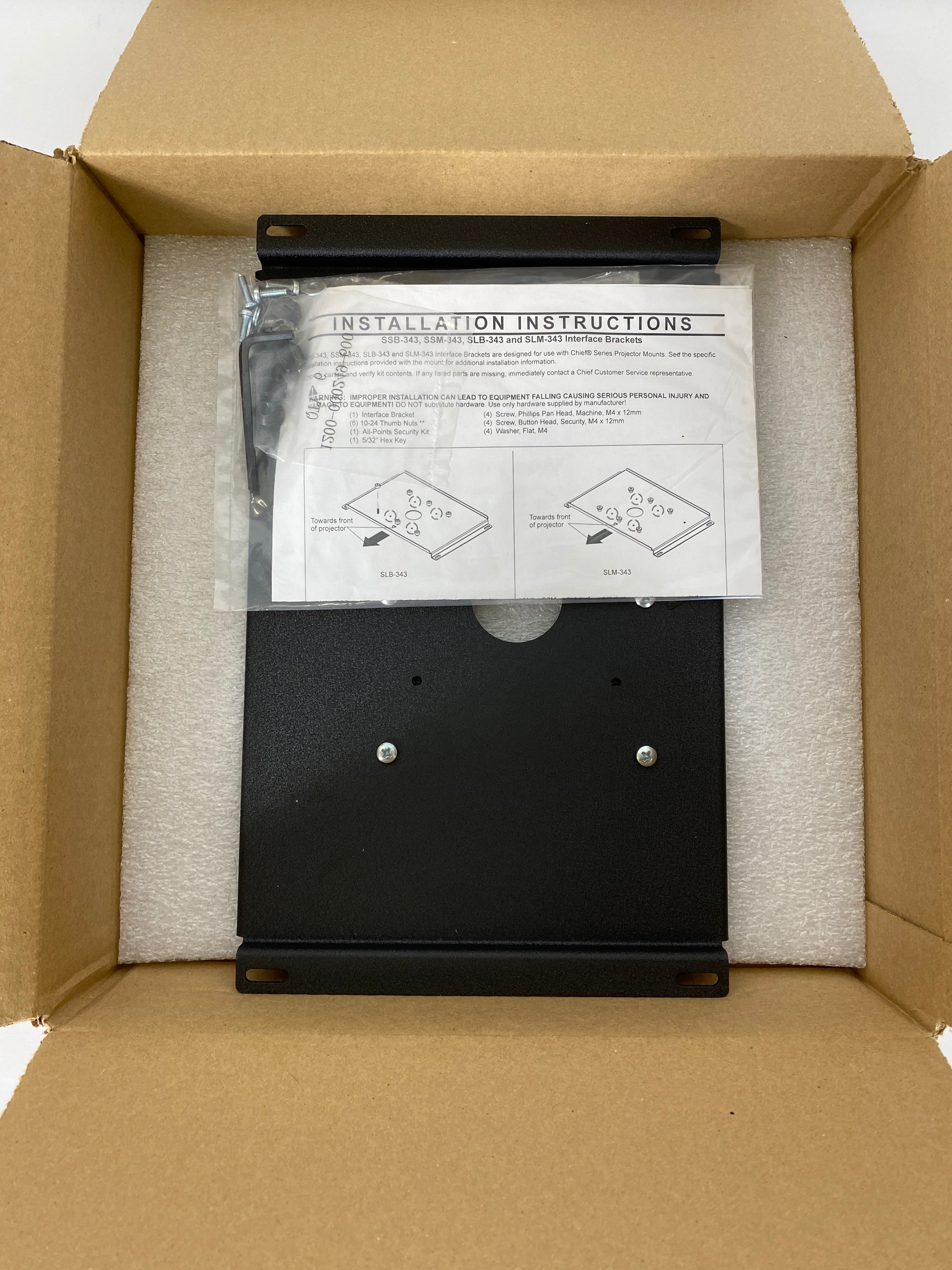 Chief SLB343 Custom Projector Interface Bracket for RPA Projector Mount