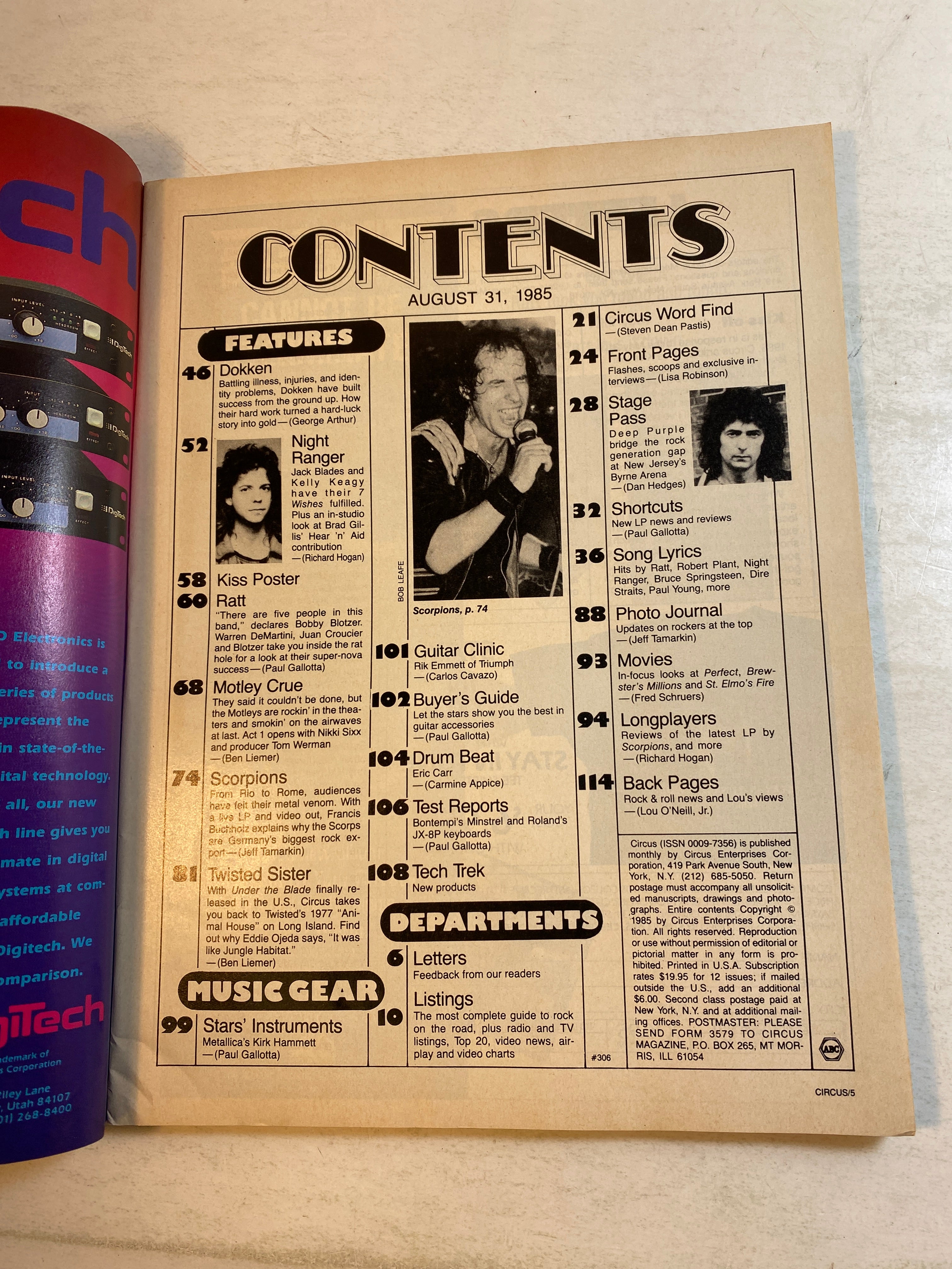 Circus August 31, 1985 Don Dokken