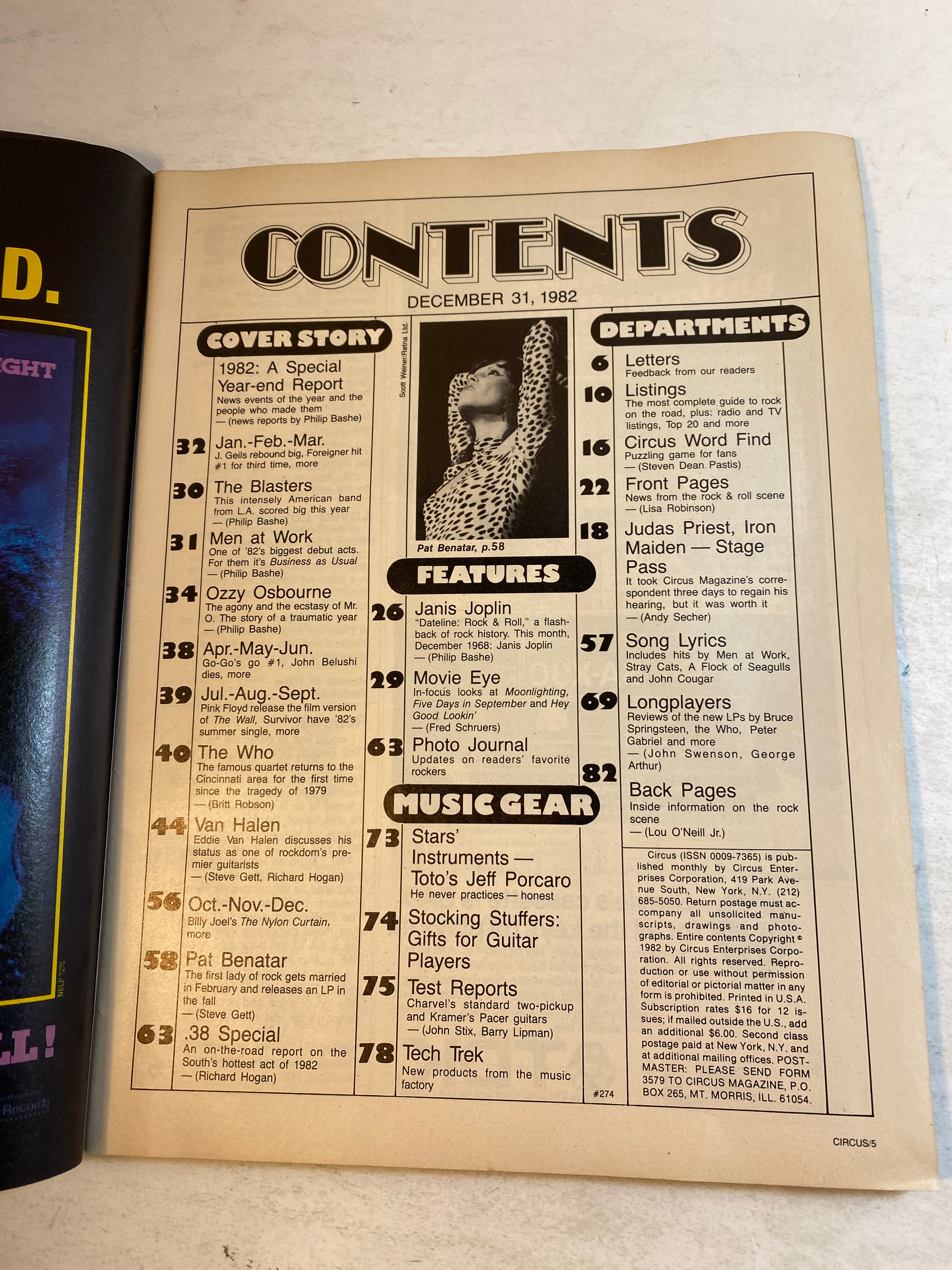 Circus December 31 1982 Year in Rock
