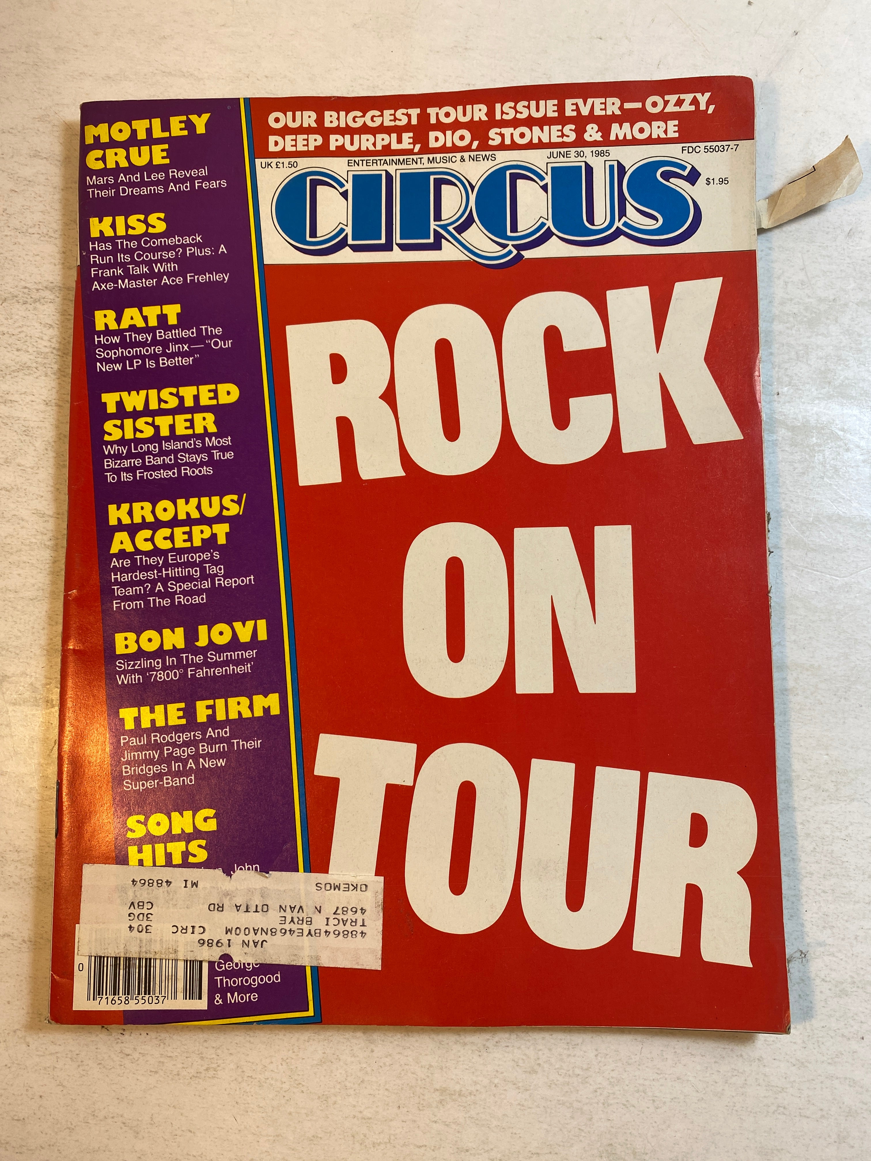Circus June 30, 1985 Rock on Tour