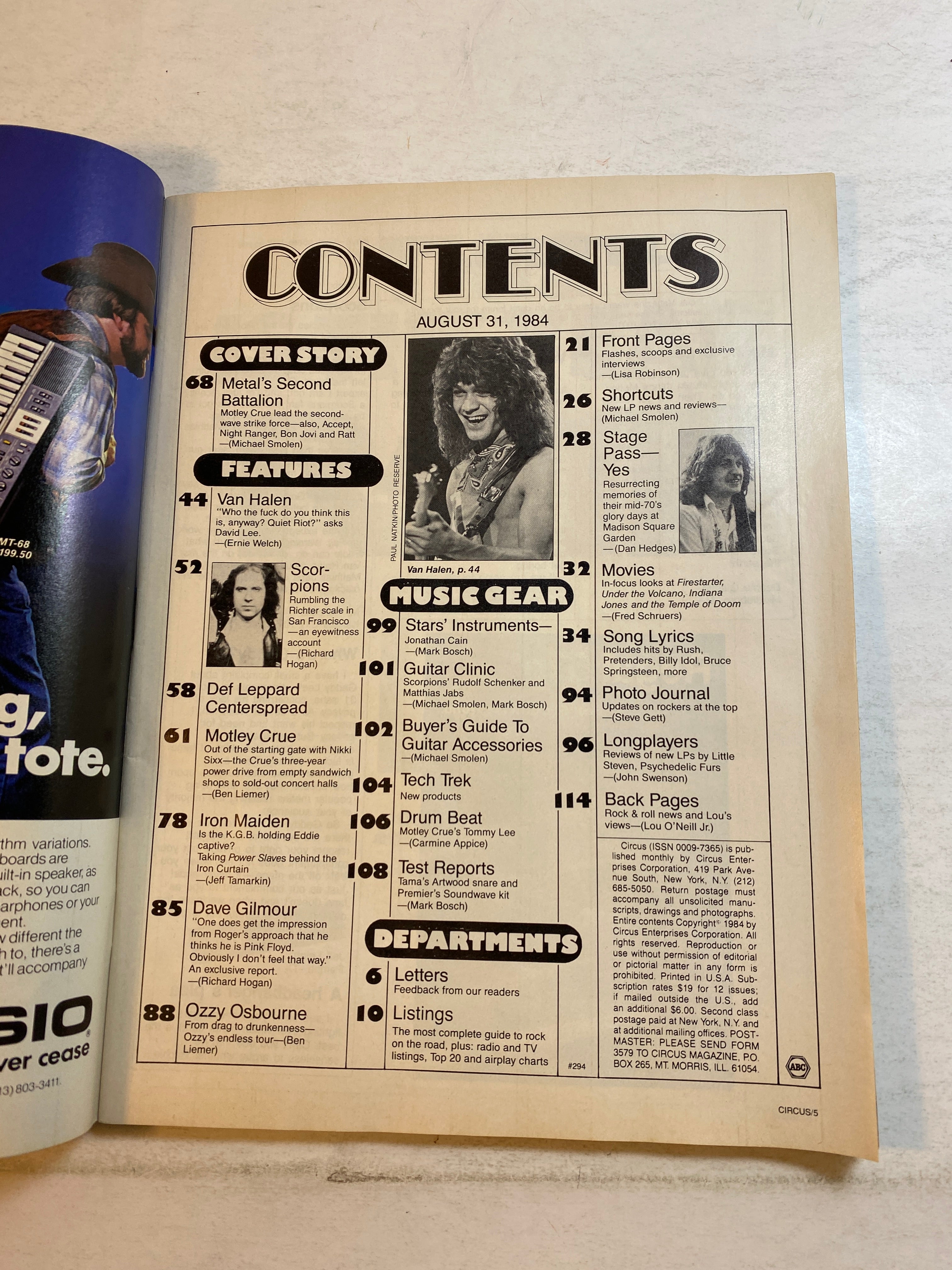Circus Magazine August 31, 1984 Motley Crue Vince Neil