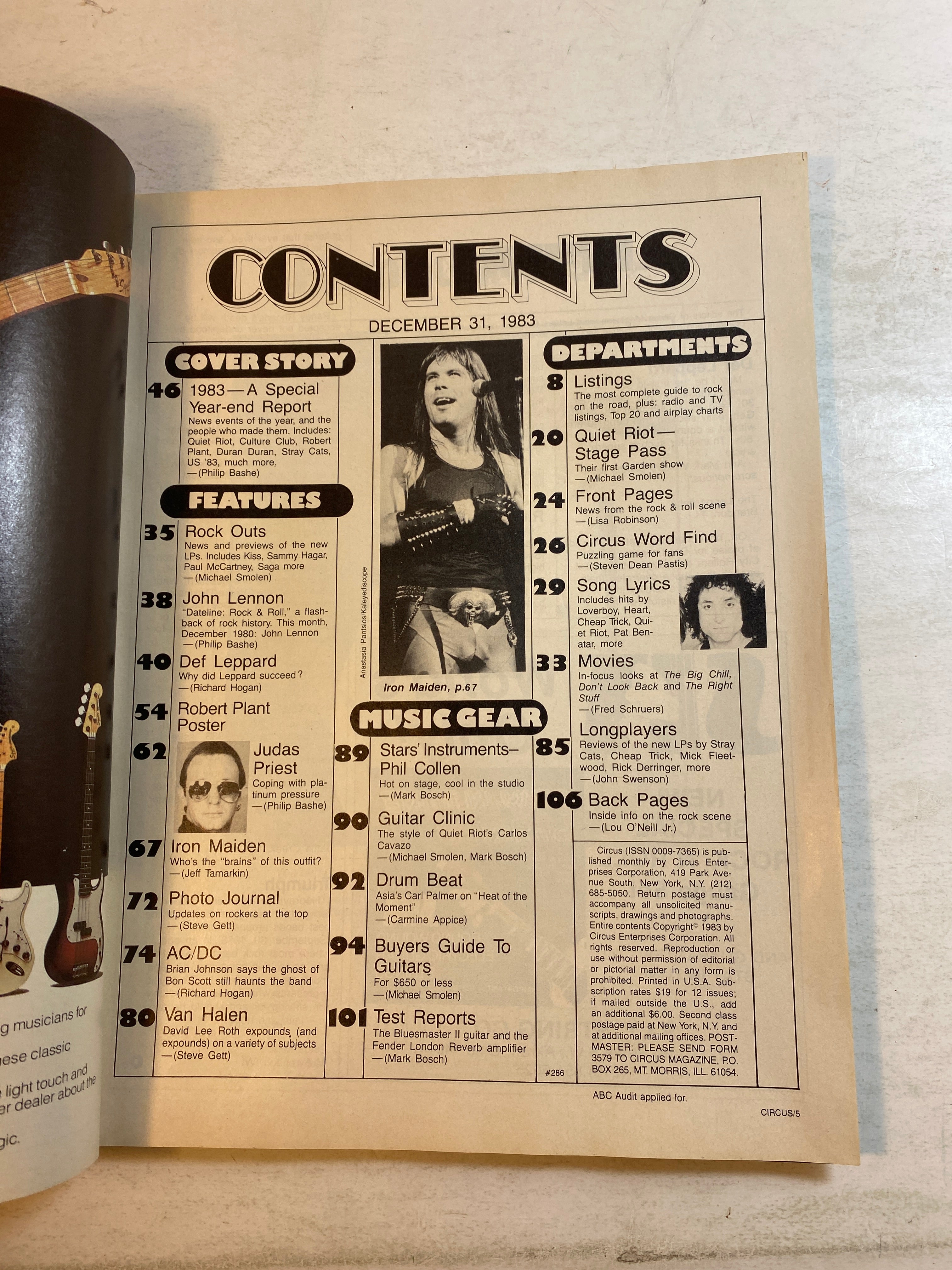 Circus Magazine December 31, 1983 Year in Rock