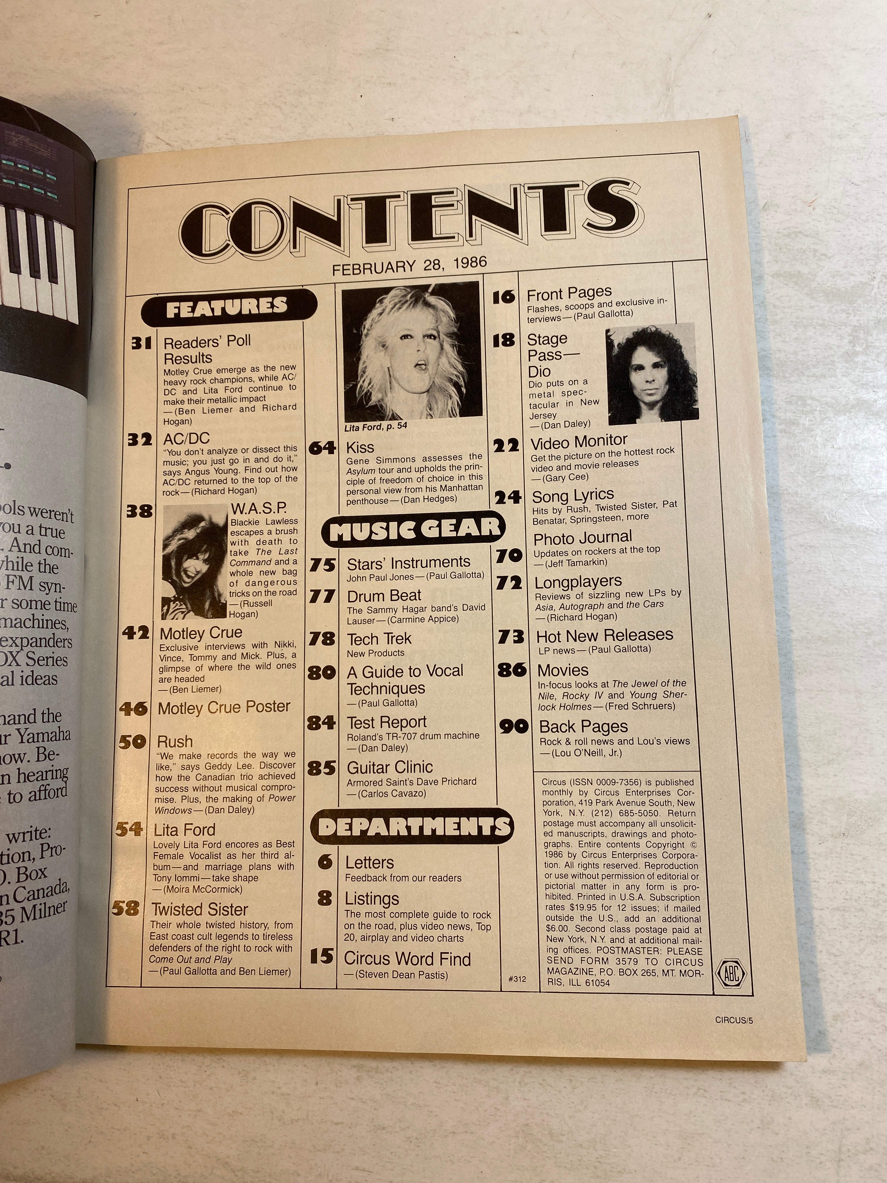 Circus Magazine February 28, 1986 Vince Neil
