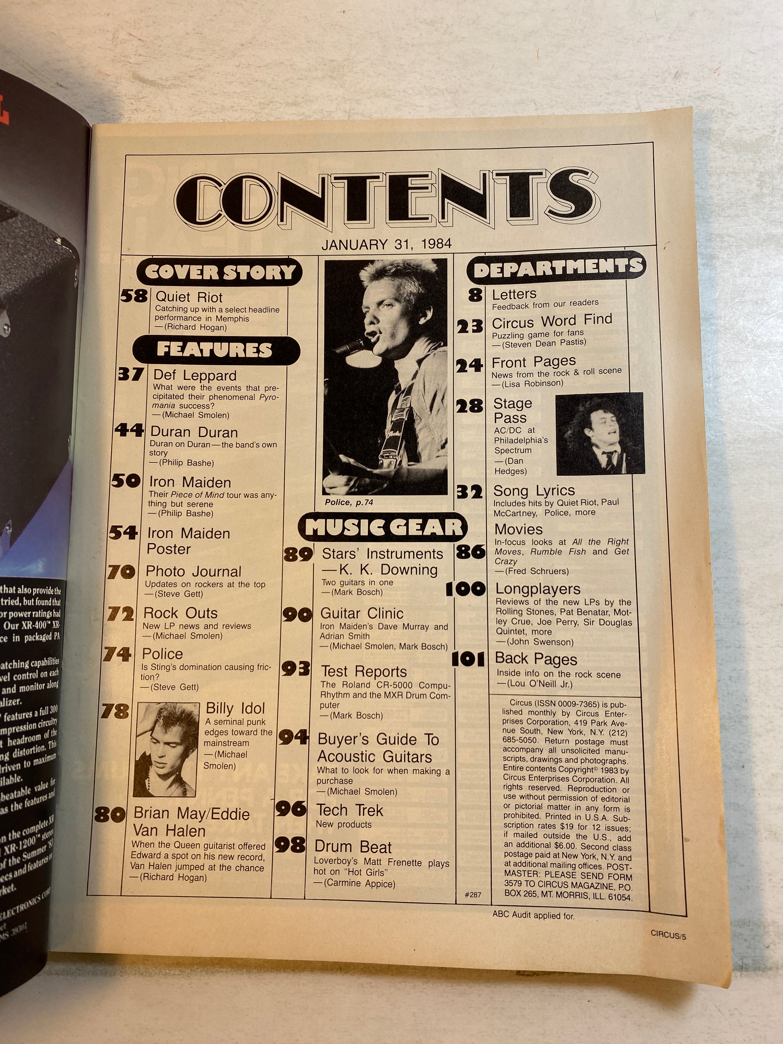 Circus Magazine January 31, 1984 Quiet Riot