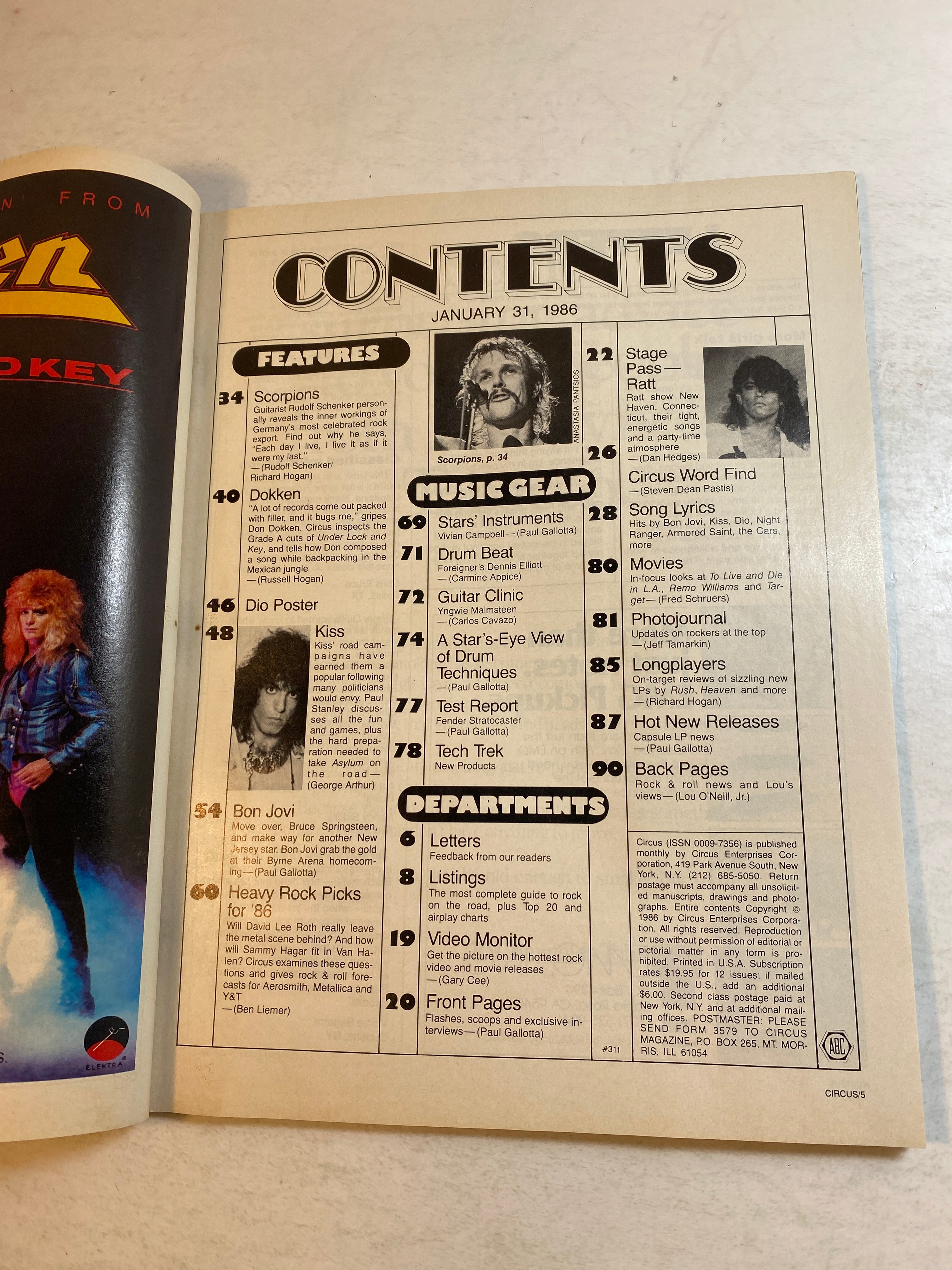 Circus Magazine January 31, 1986 Paul Stanley Kiss