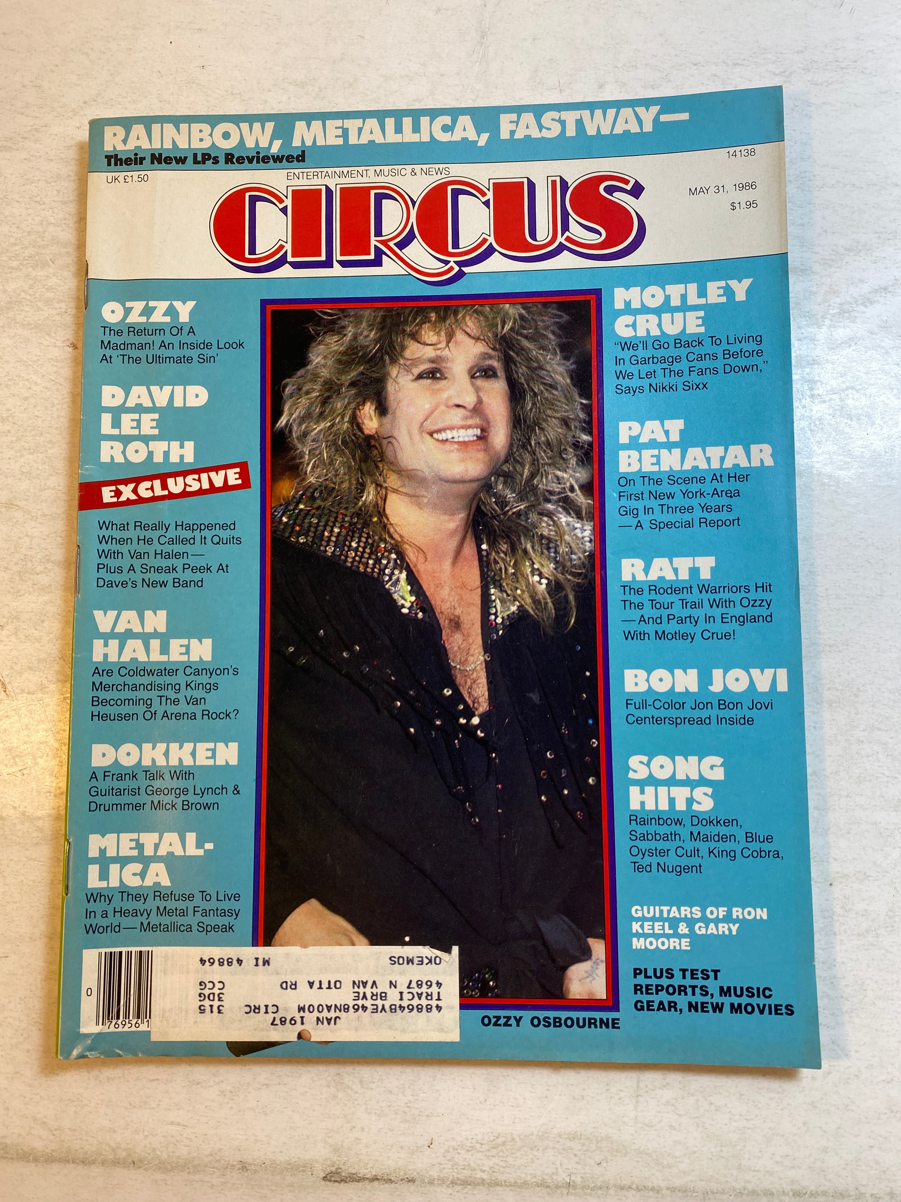 Circus Magazine May 1986 Ozzy Osbourne