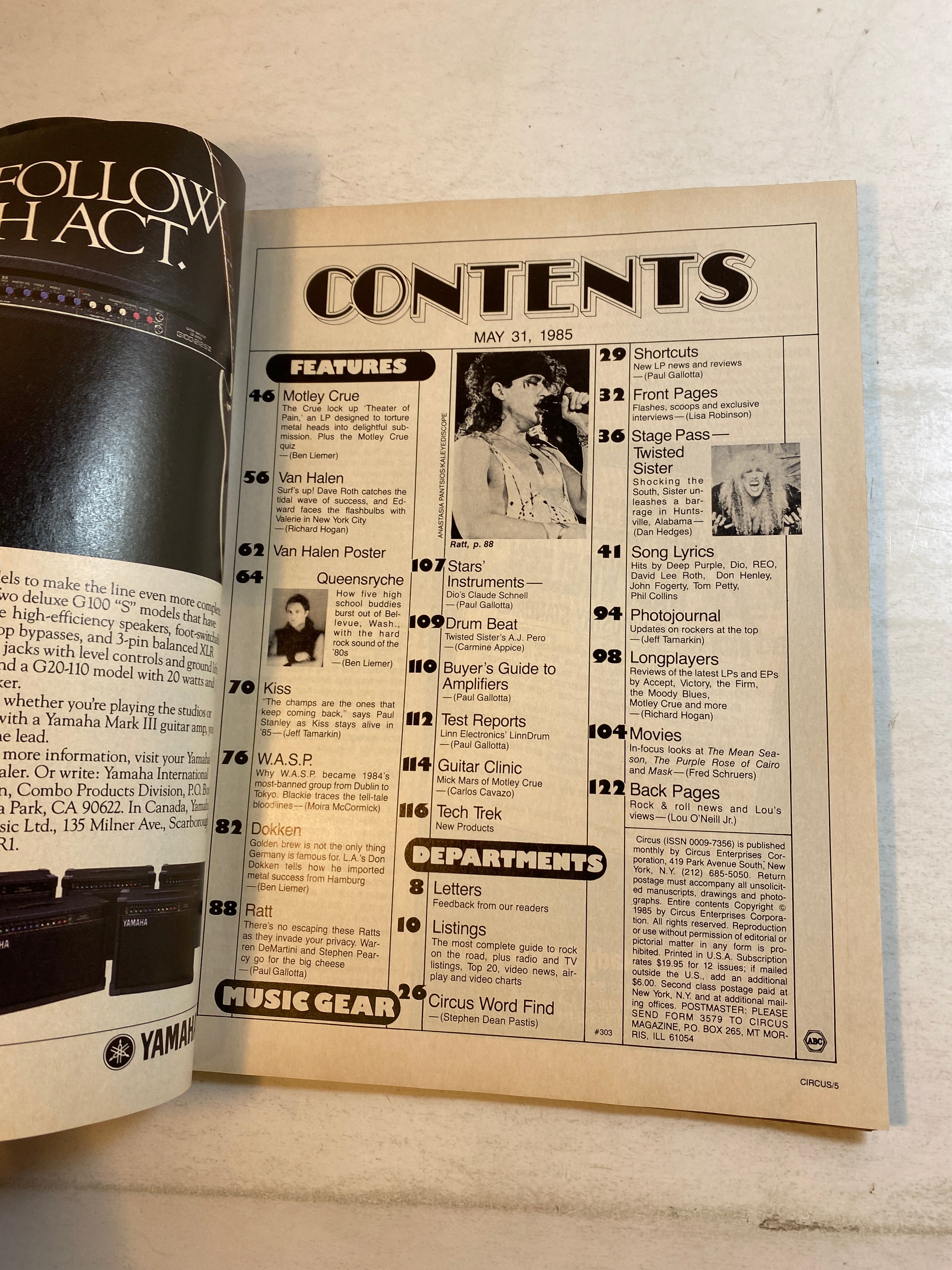 Circus Magazine May 31 1985 Vince Neil Motley Crue