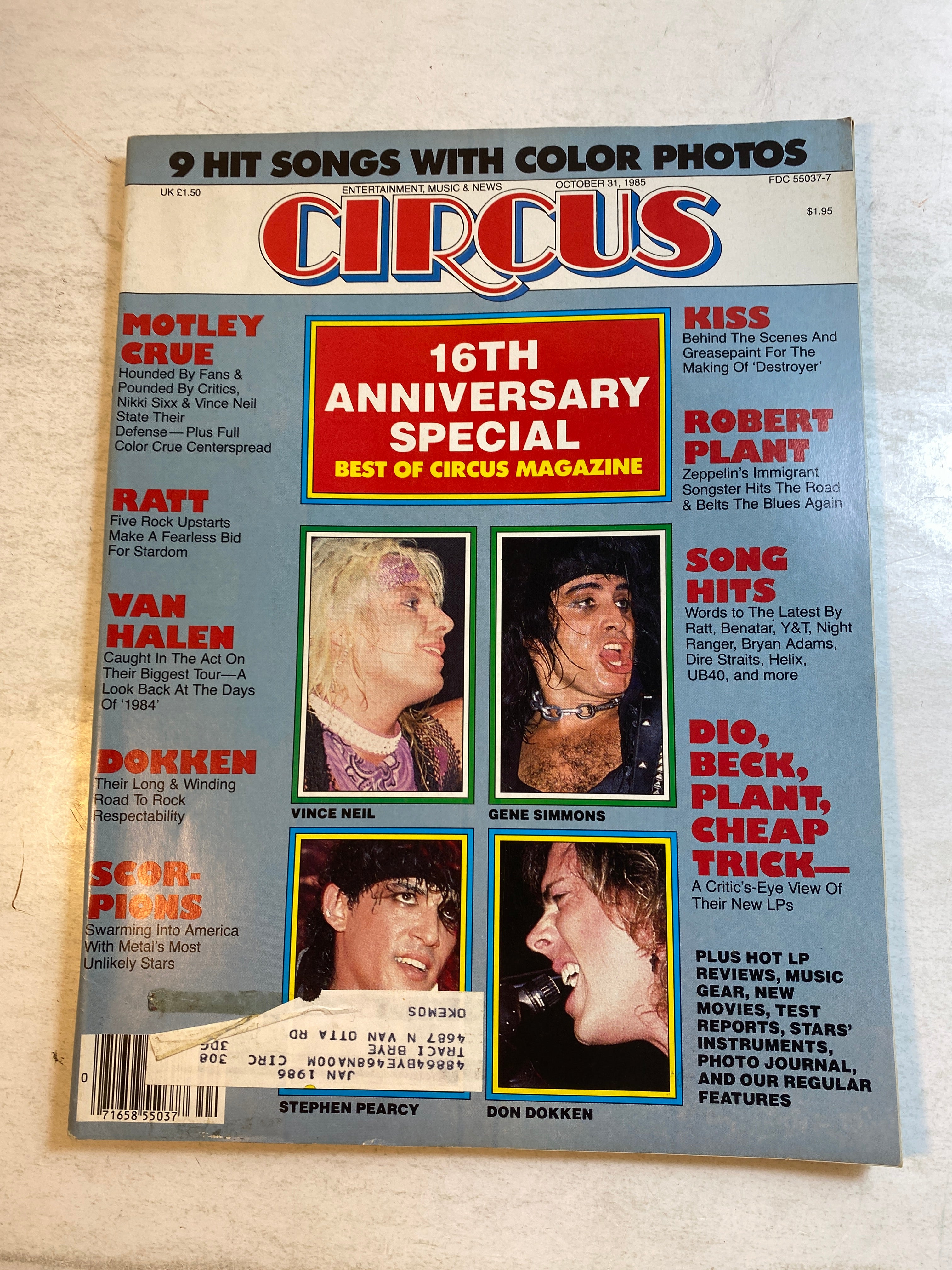 Circus October 31, 1985 16th Anniversary