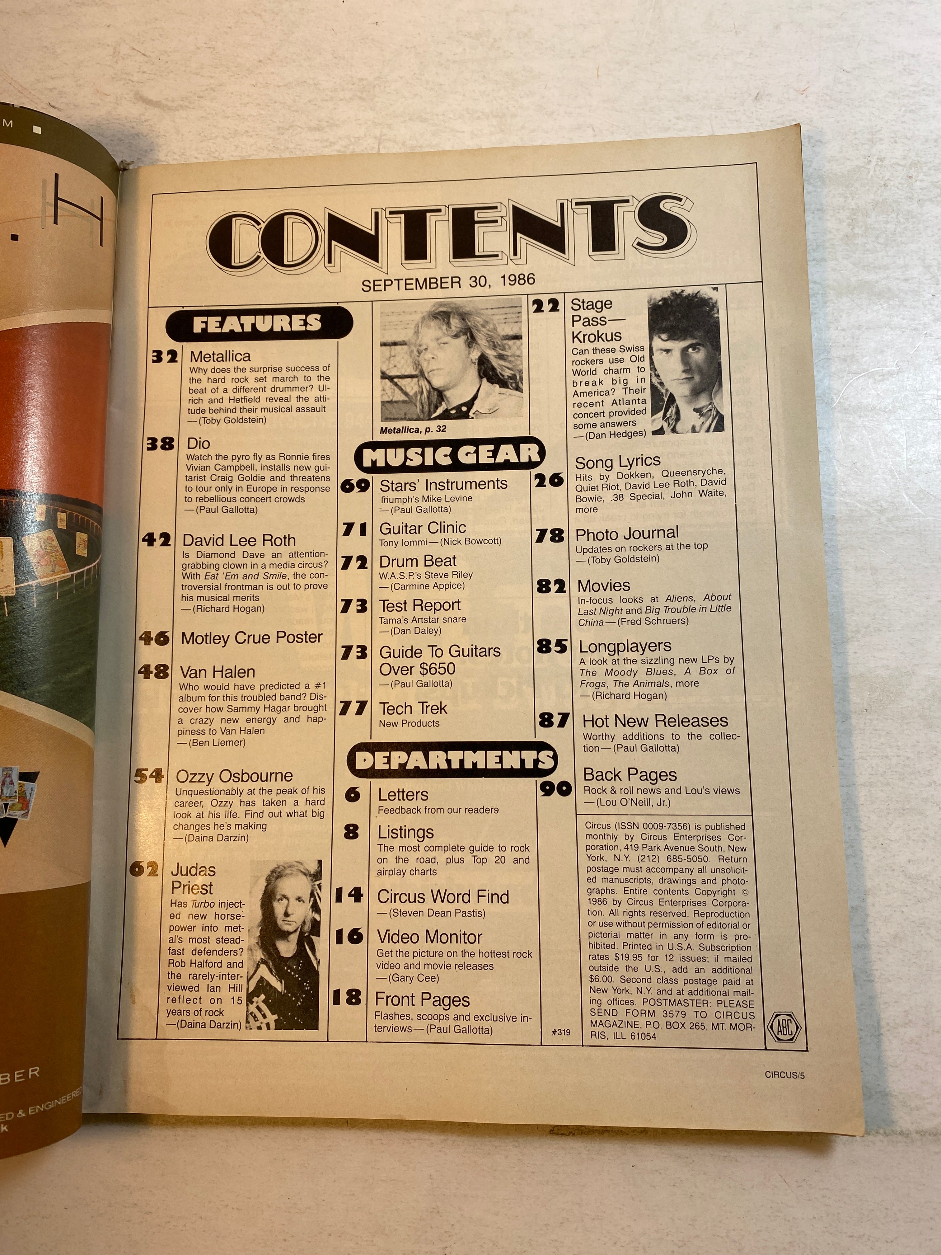 Circus September 30, 1986 David Lee Roth