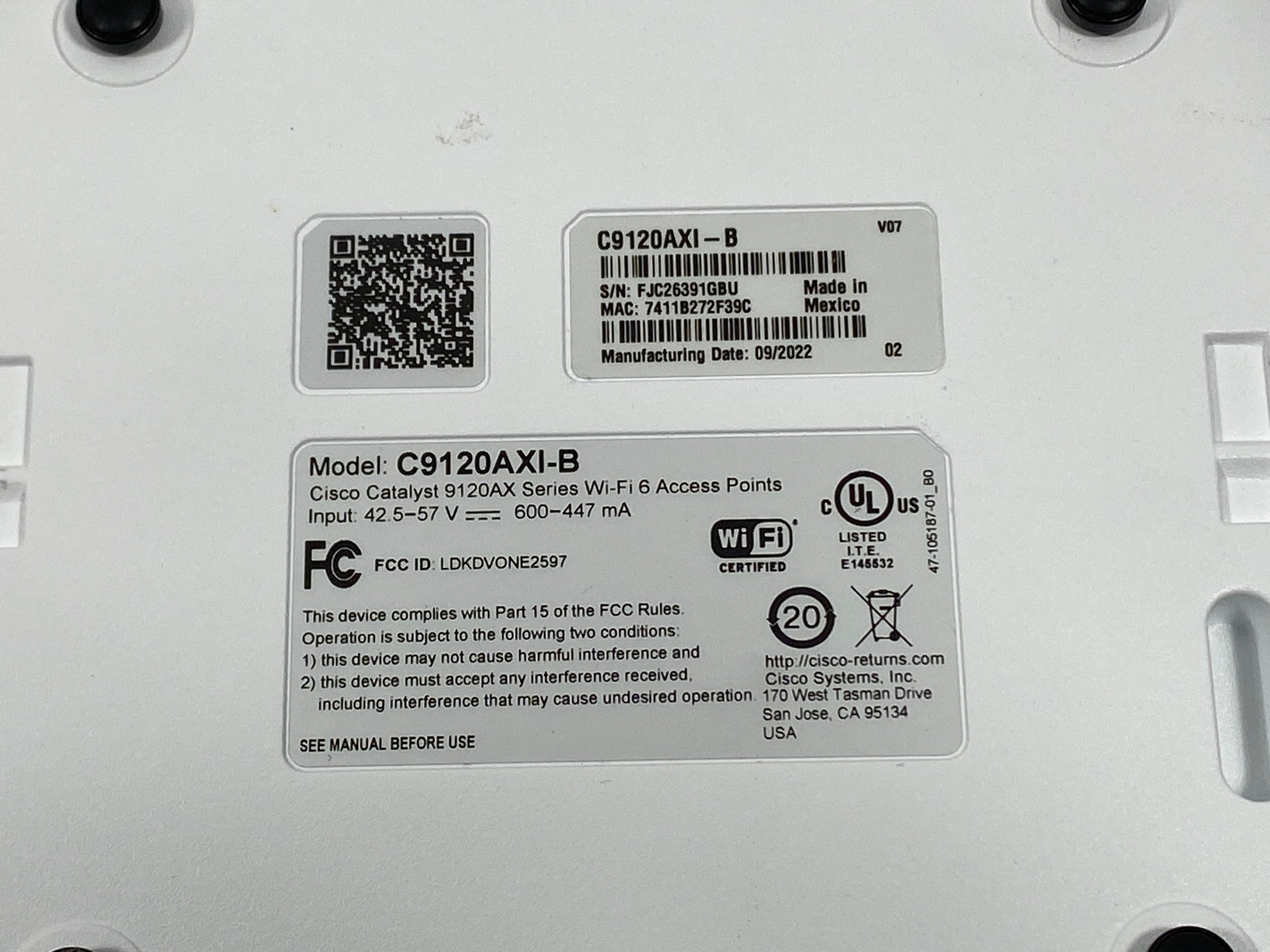 Cisco Catalyst 9120AXI-B Wireless Access Point *Recovery Mode*