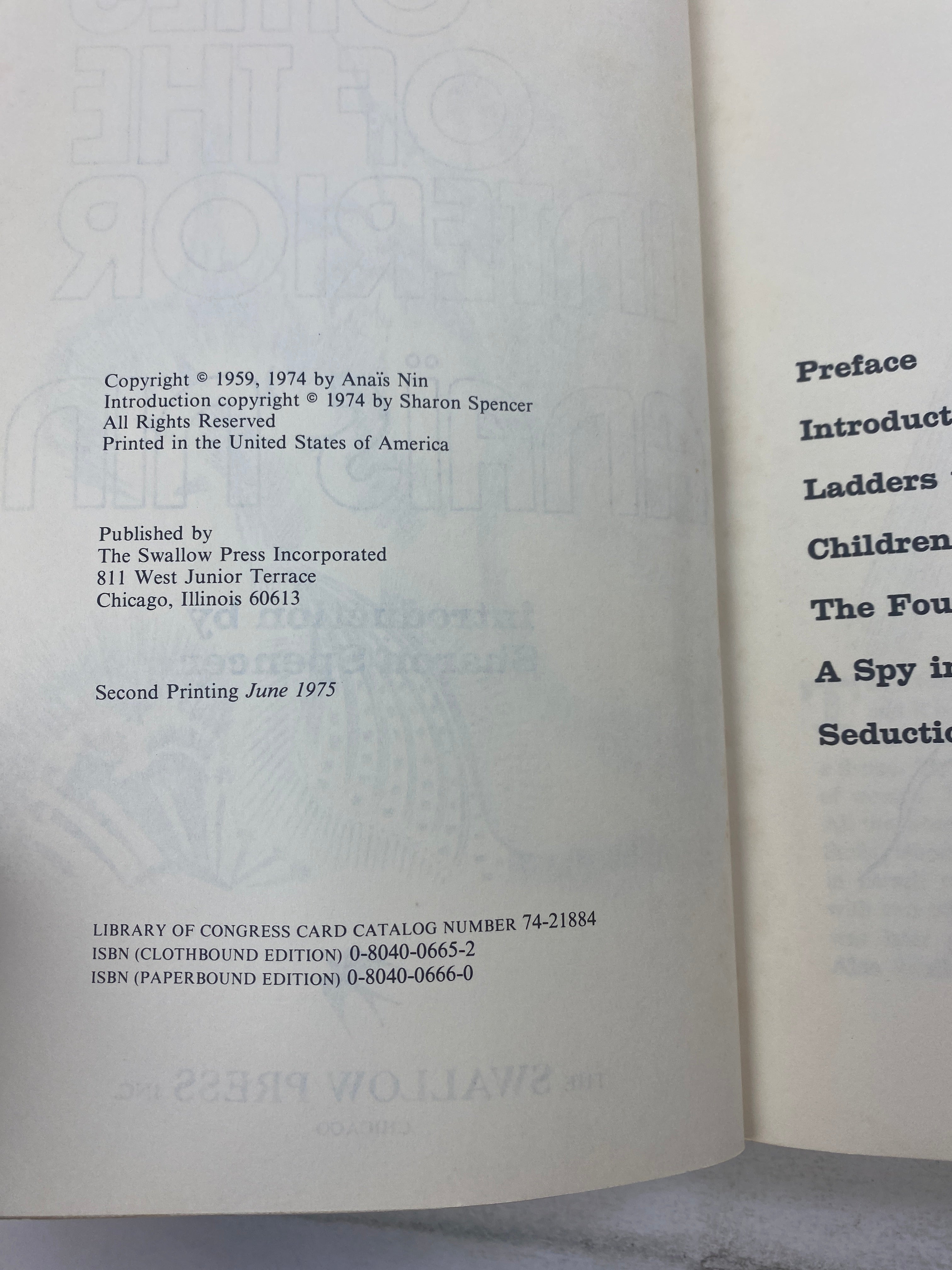 Cities of the Interior Anais Nin paperback 1975