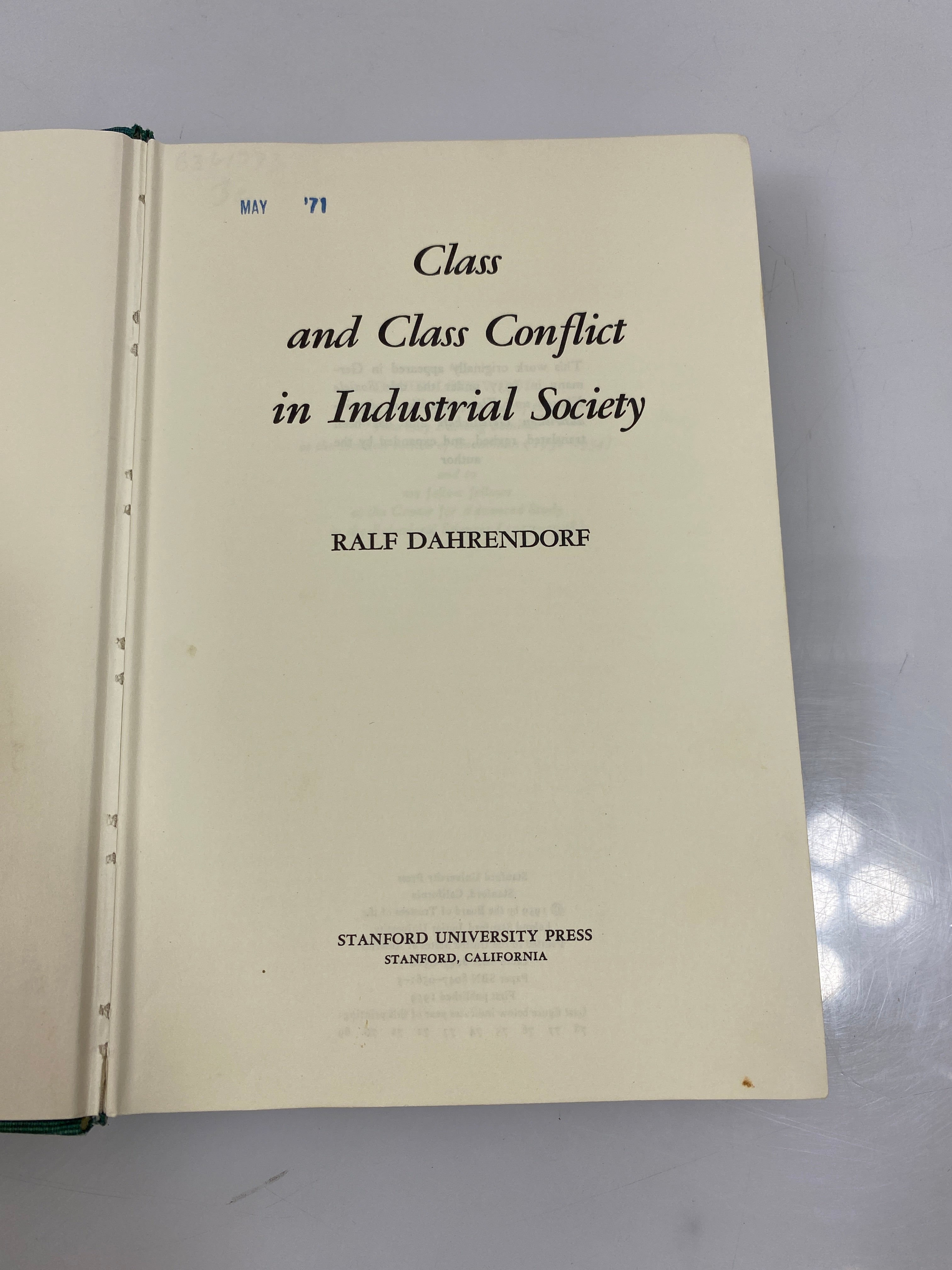 Class and Class Conflict by Ralf Dahrendorf Ex-library 1959 HC