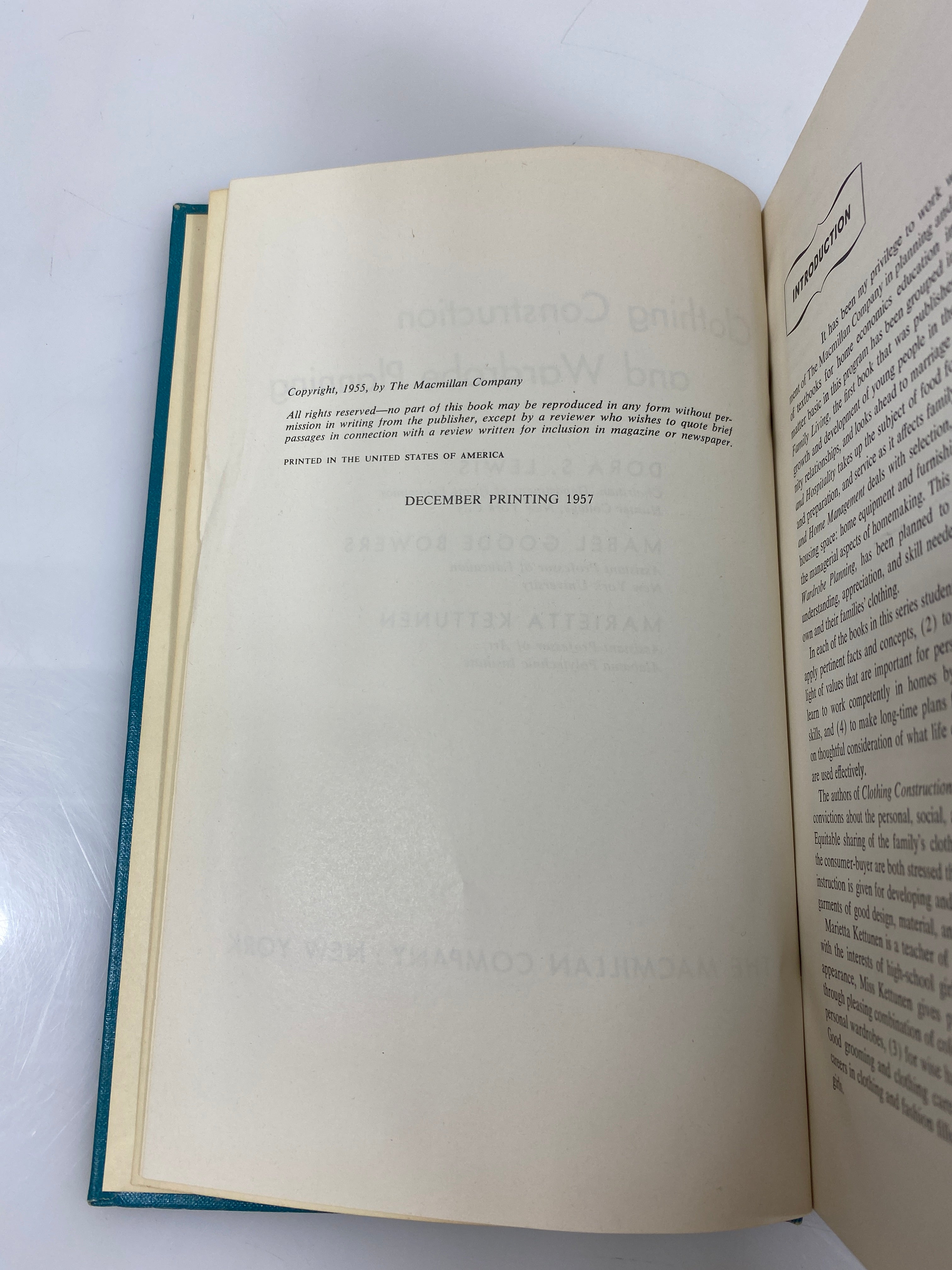 Clothing Construction and Wardrobe Planning by Lewis/Bowers/Kettunen 1957 HC