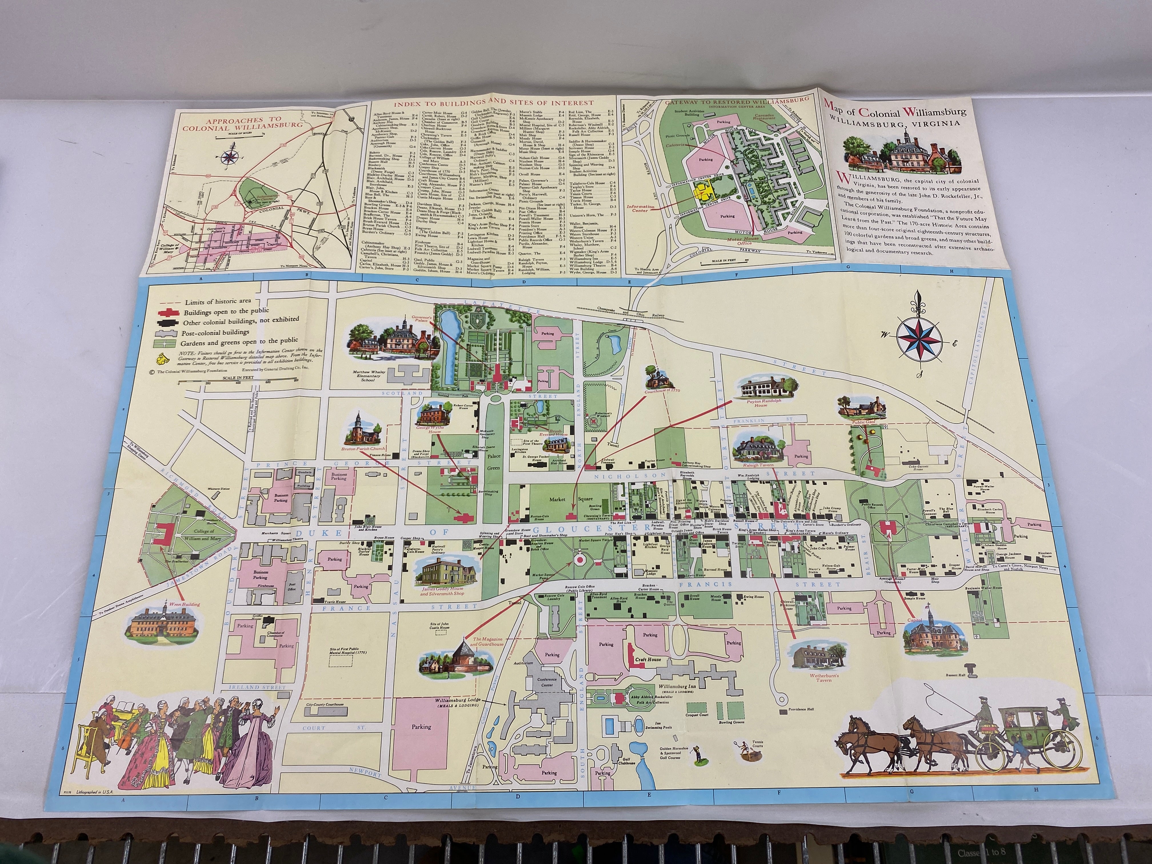 Colonial Williamsburg Official Guidebook & Map 1970 SC