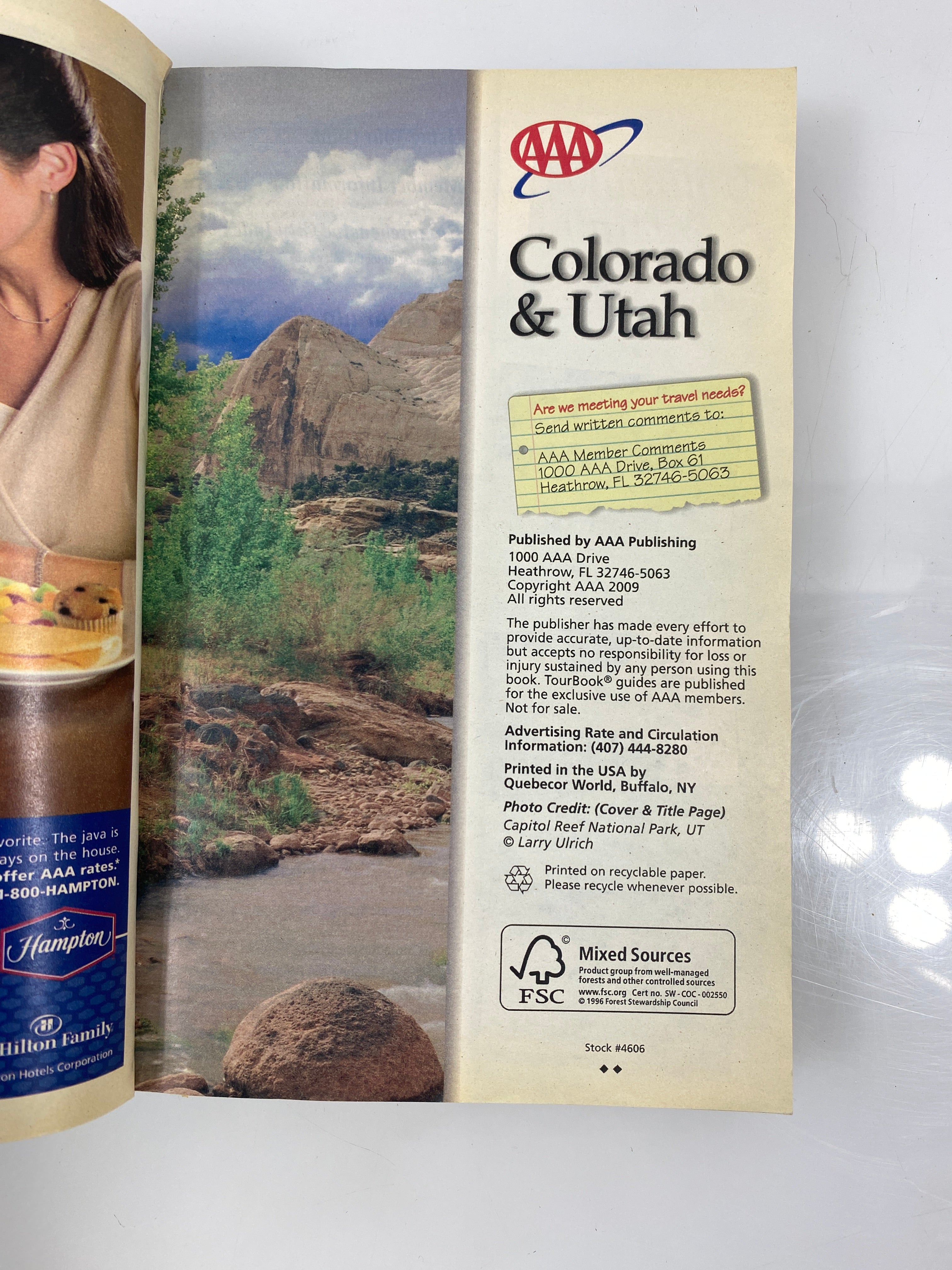 Colorado & Utah TourBook 2009 AAA Publishing SC