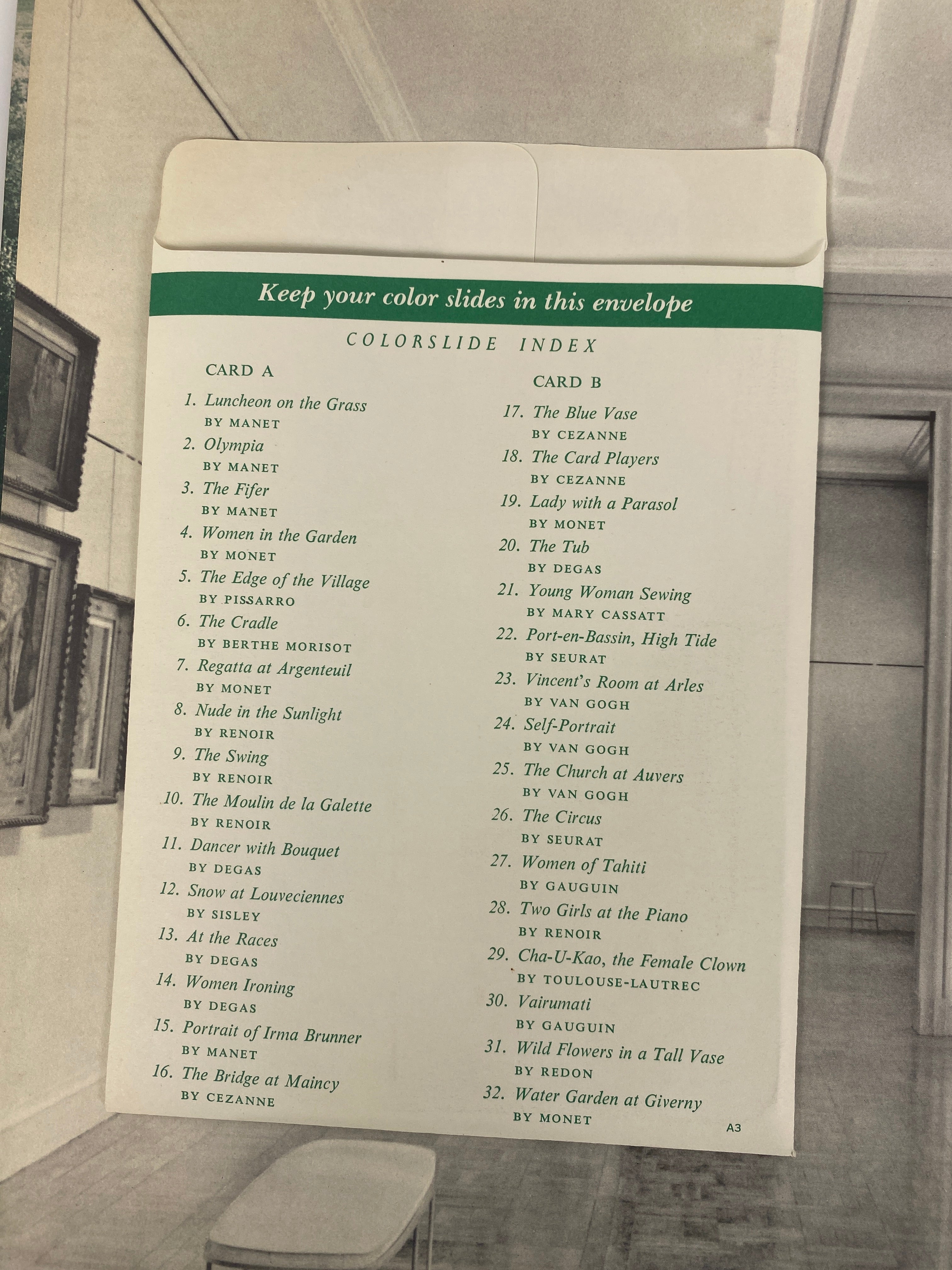 Colorslide Tour of Museum of Impressionism Paris w/ 45 record 1960
