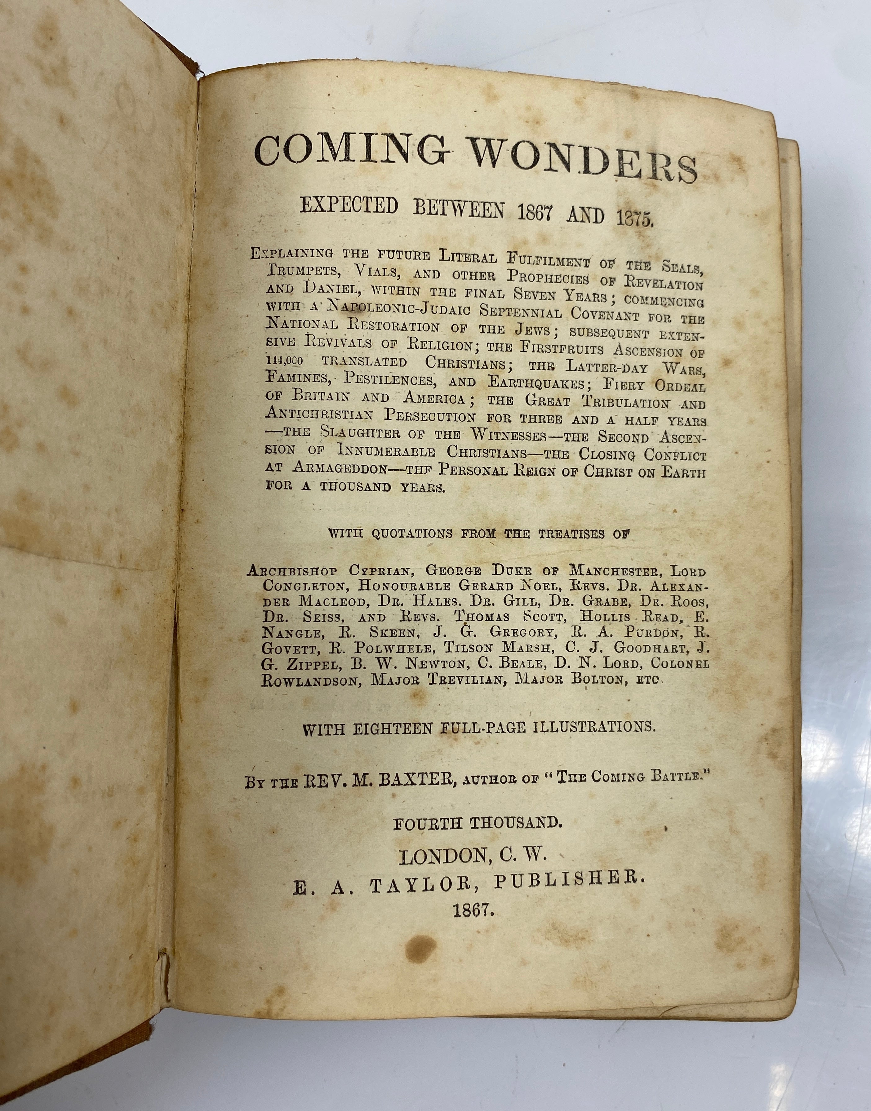 Coming Wonders Expected Between 1867-1875 by Baxter Antique E.A. Taylor HC