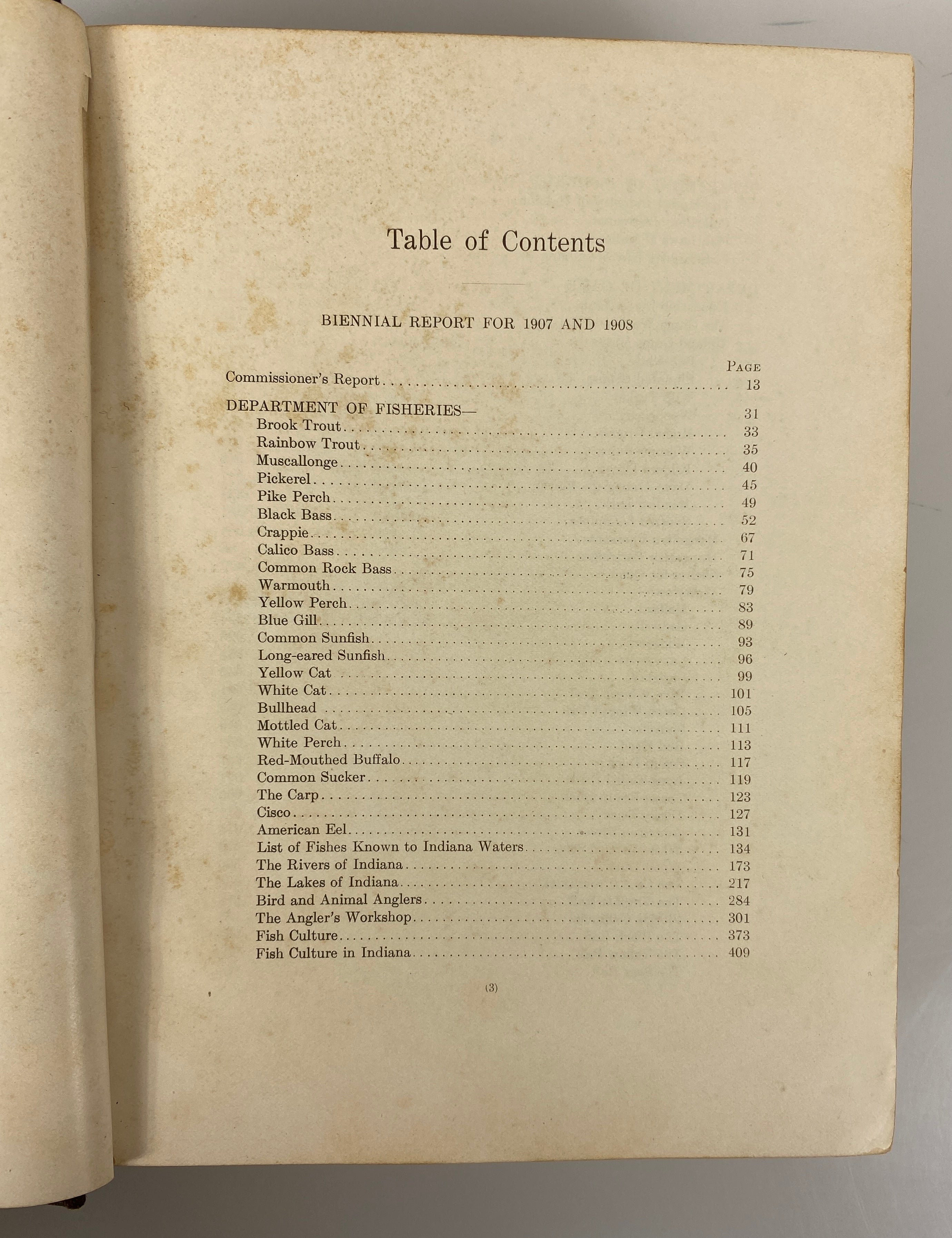 Commissioner's Report Fish & Game of Indiana 1908 Antique Illustrated HC