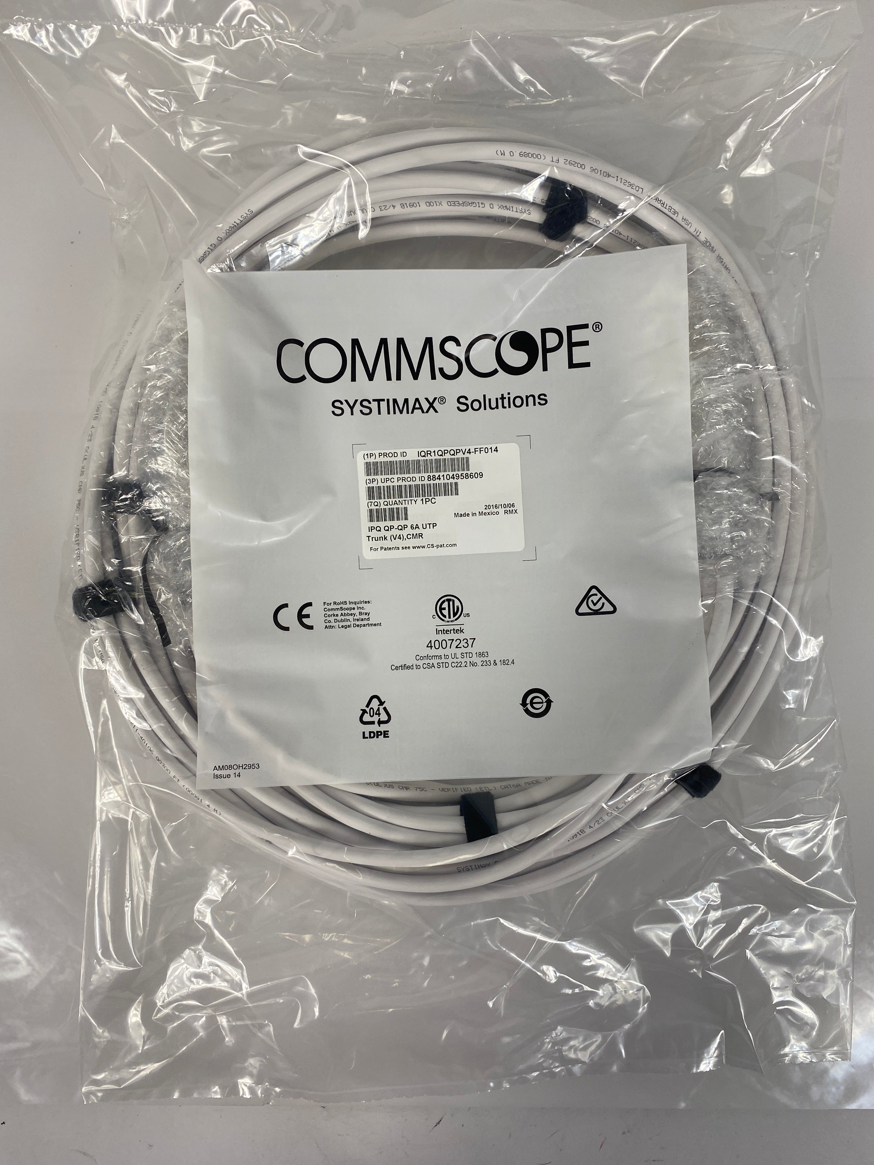 Commscope Nodea CommScope Systimax Solutions IPQ QP-QP 6A UTP Trunk Cable 17' – MSU ...