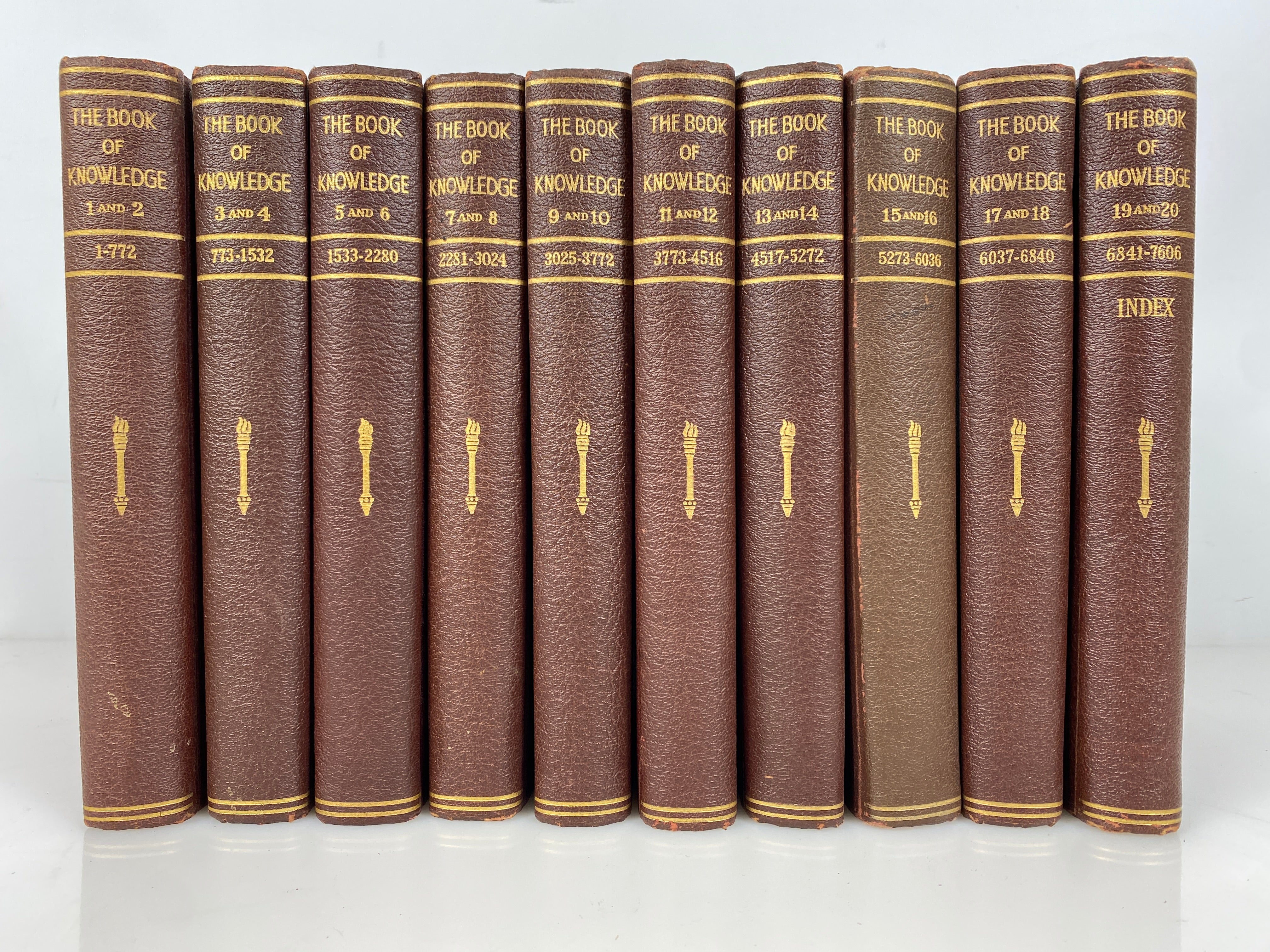 Complete 20 Volume Set The Book of Knowledge in 10 Books 1955 HC