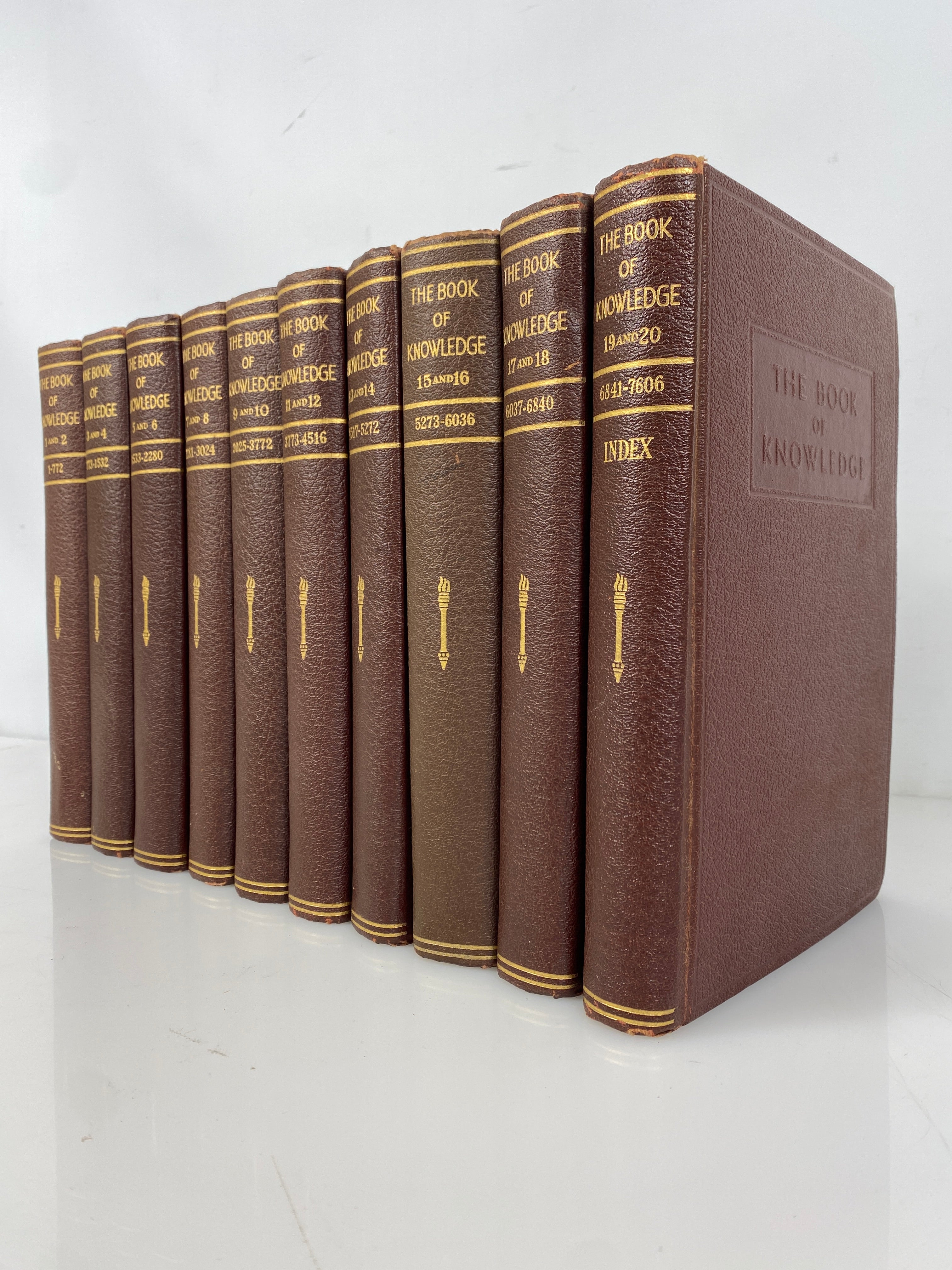Complete 20 Volume Set The Book of Knowledge in 10 Books 1955 HC