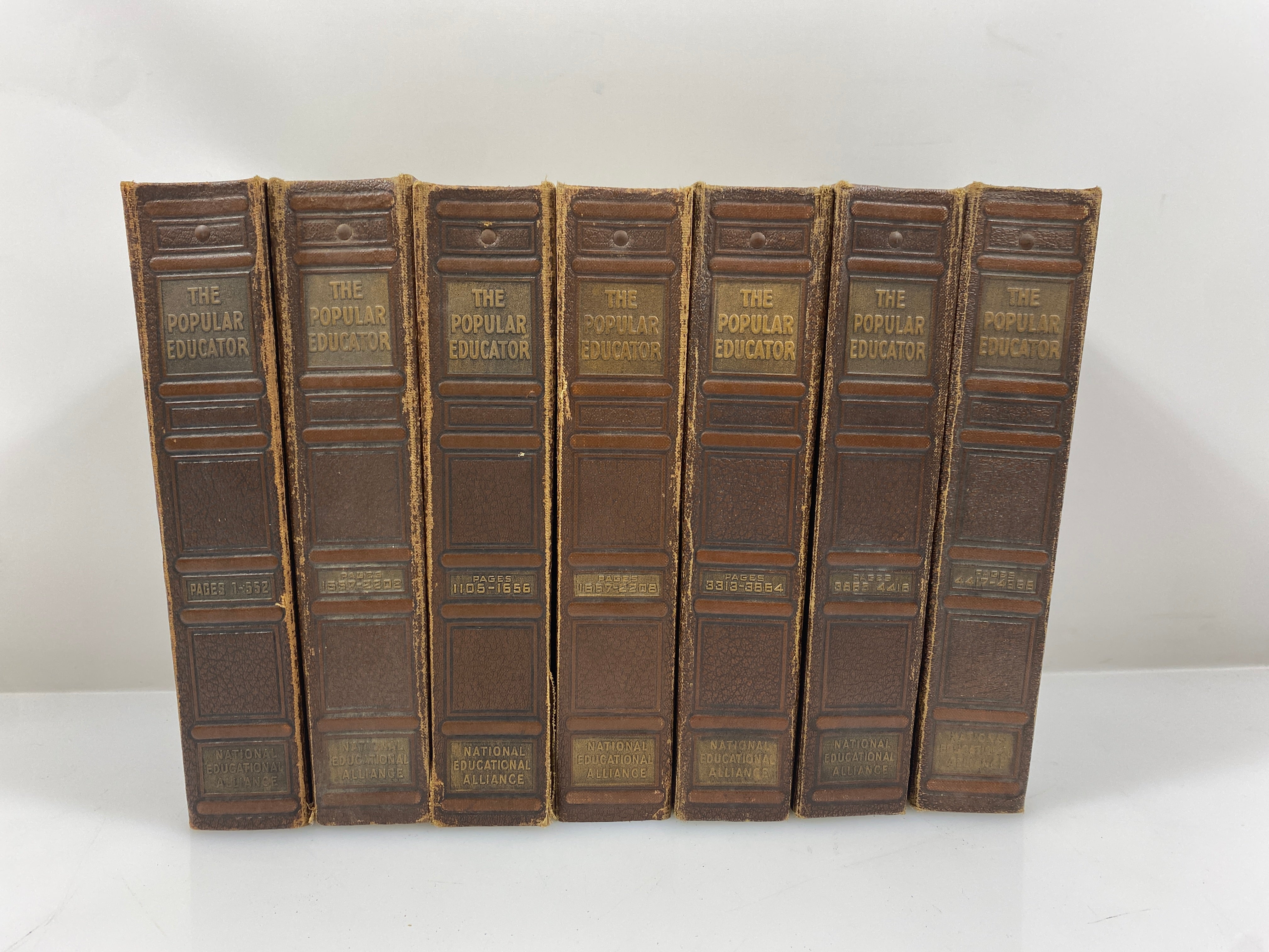 Complete 7 Volume Set: The Popular Educator (1-54 w Index) 1938 HC Binders