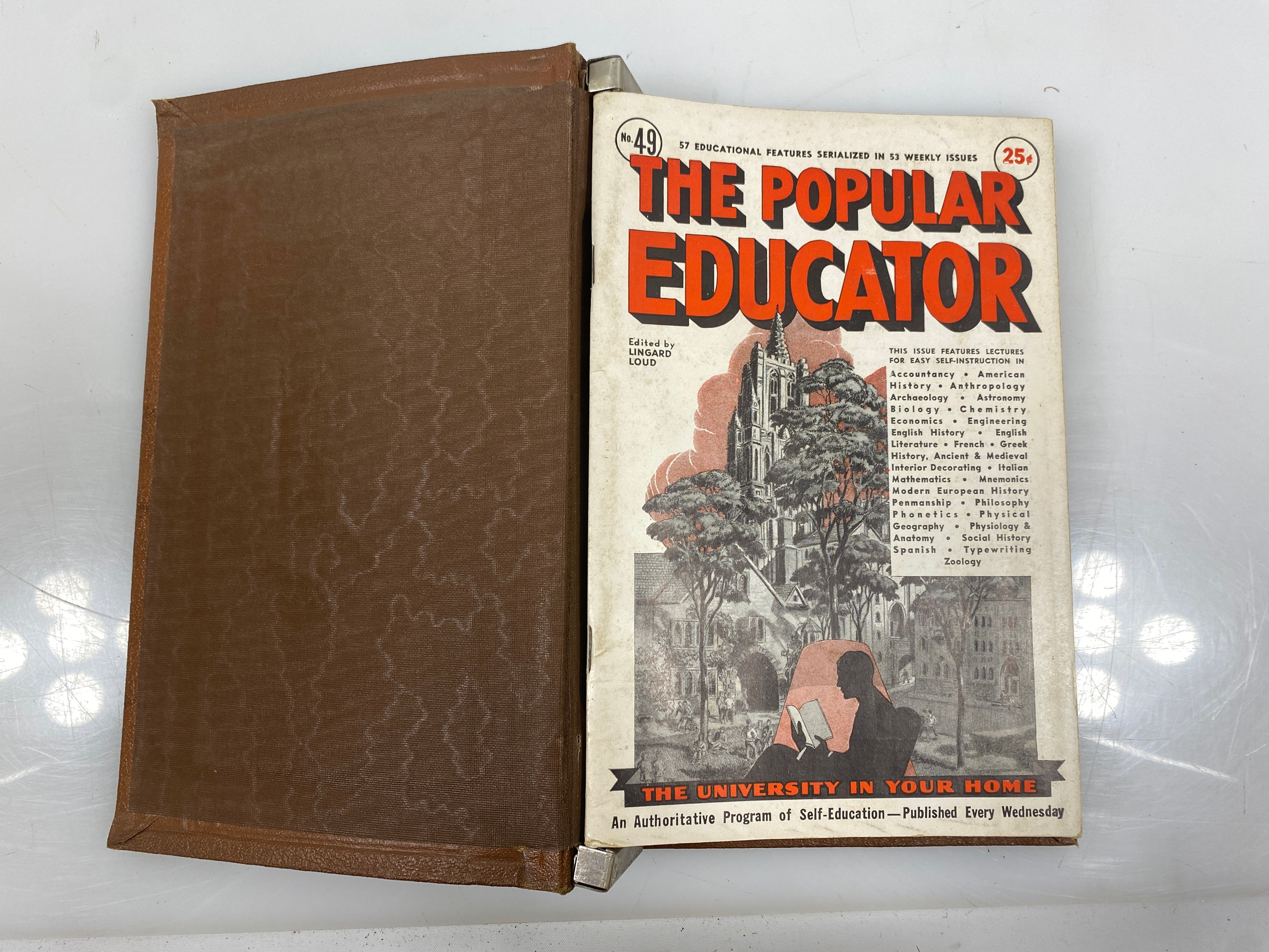 Complete 7 Volume Set: The Popular Educator (1-54 w Index) 1938 HC Binders