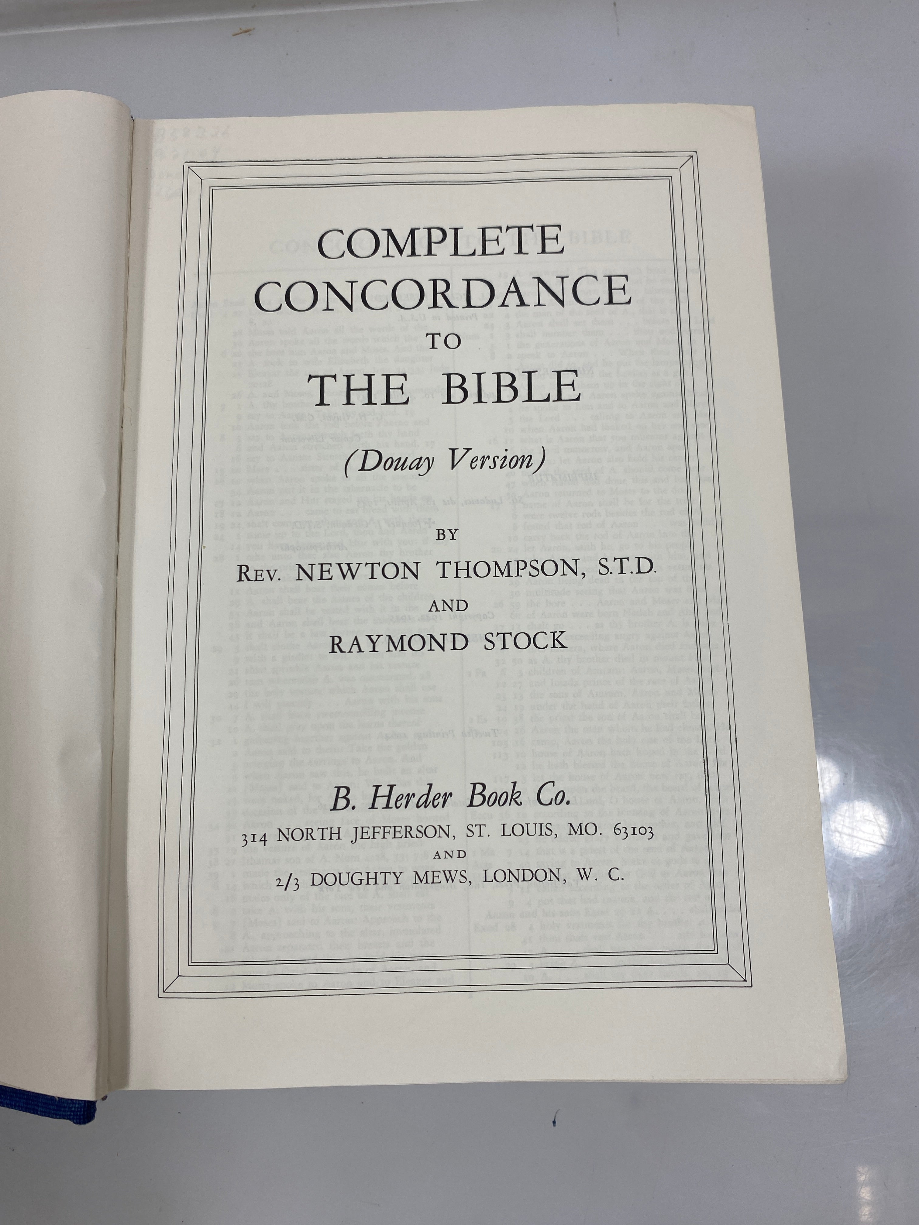 Complete Concordance to the Bible by Thompson/Stock Ex-library 1964 HC