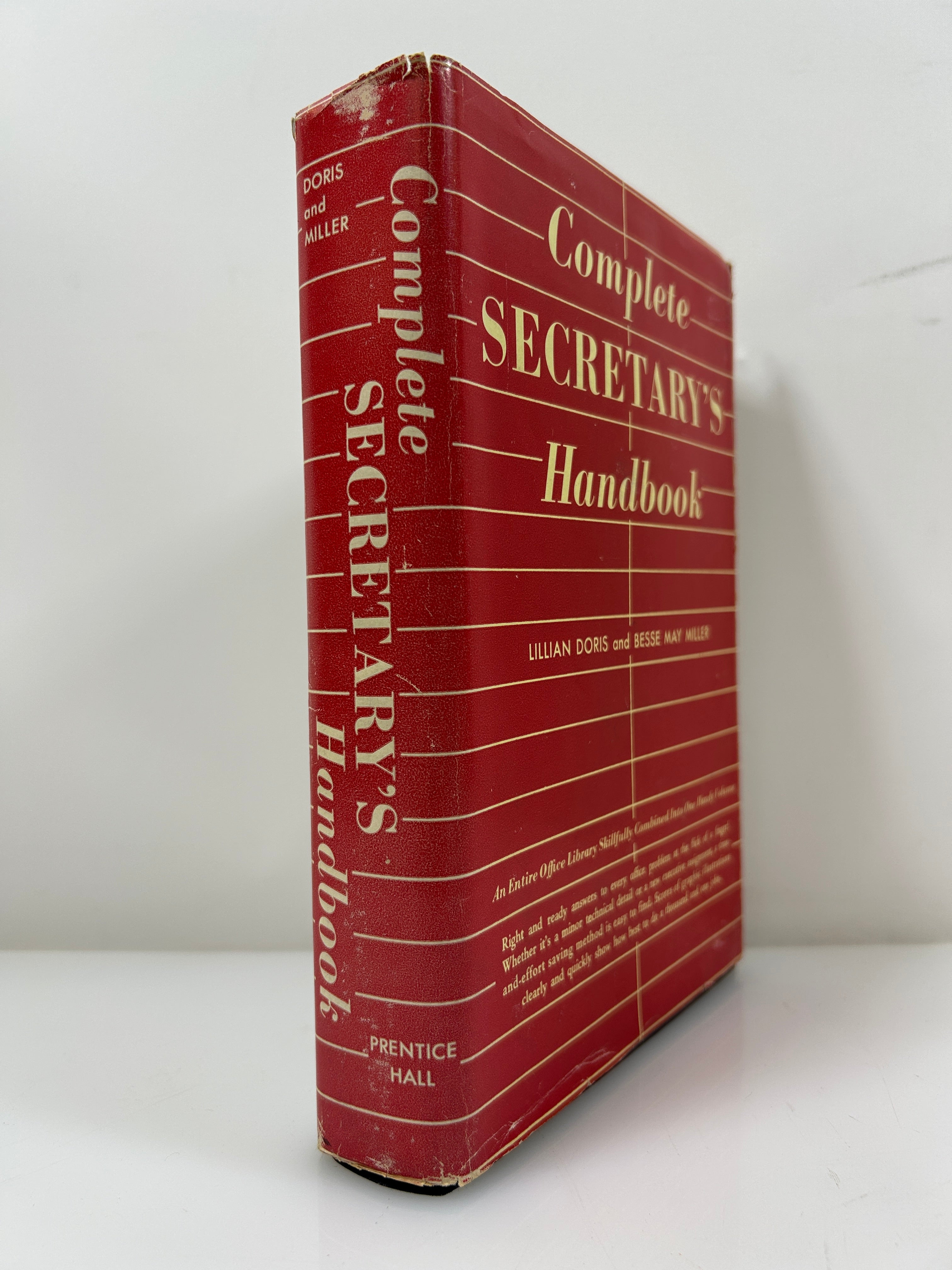 Complete Secretary's Handbook by Doris/Miller Prentice Hall 13th Print 1956 HCDJ