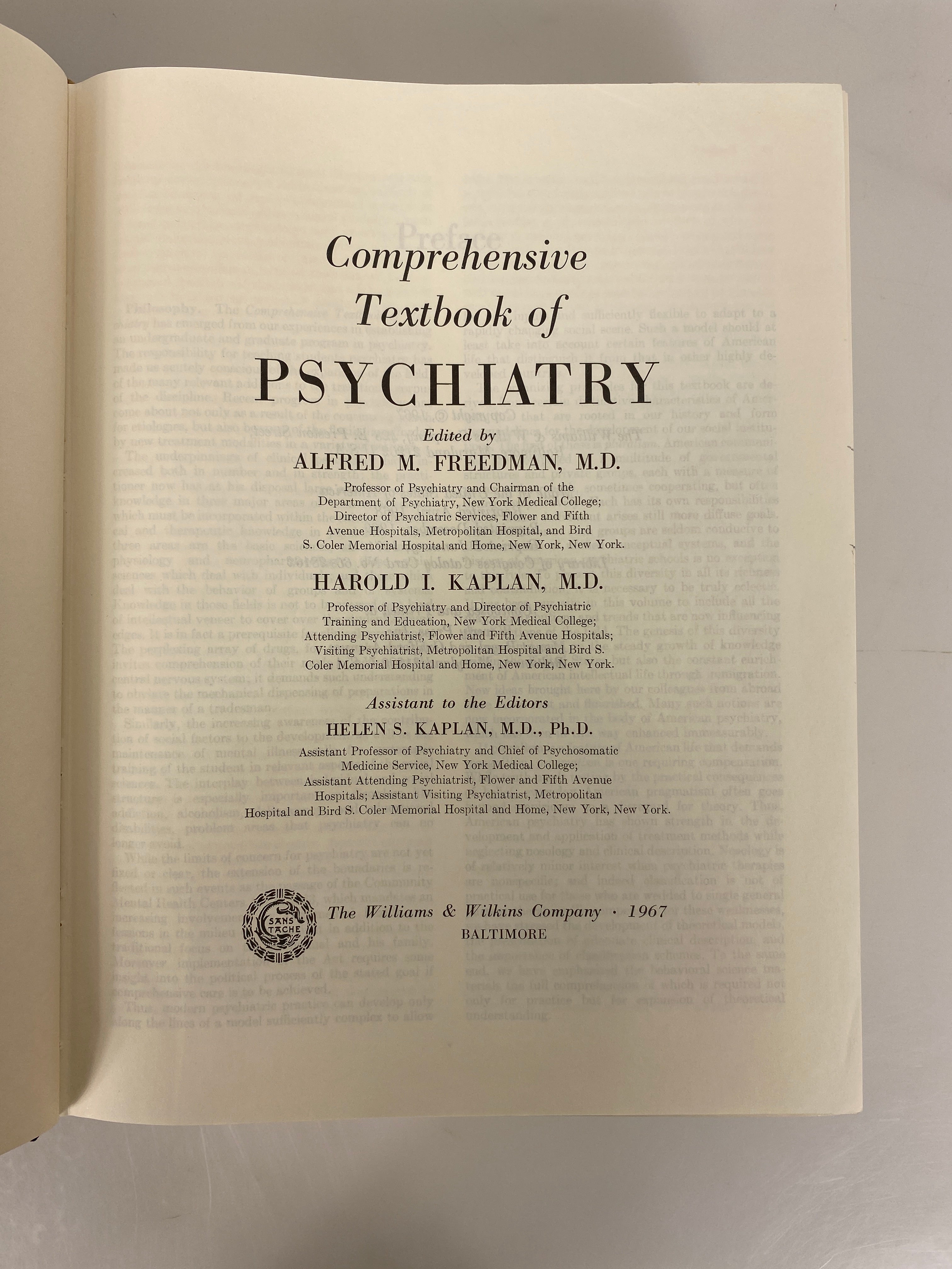 Comprehensive Textbook of Psychiatry Freedman/Kaplan 1971 Reprint HC