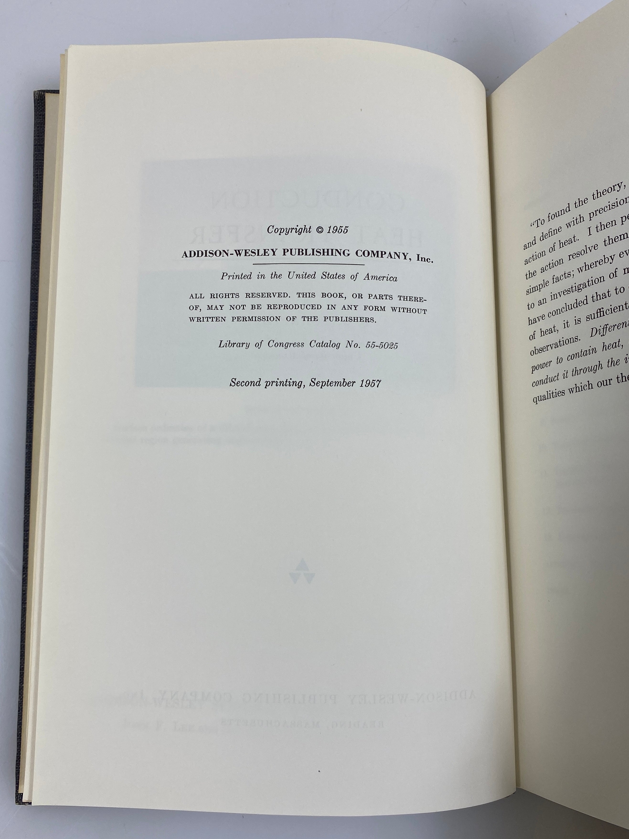Conduction Heat Transfer by P. J. Schneider Second Printing 1957 HC
