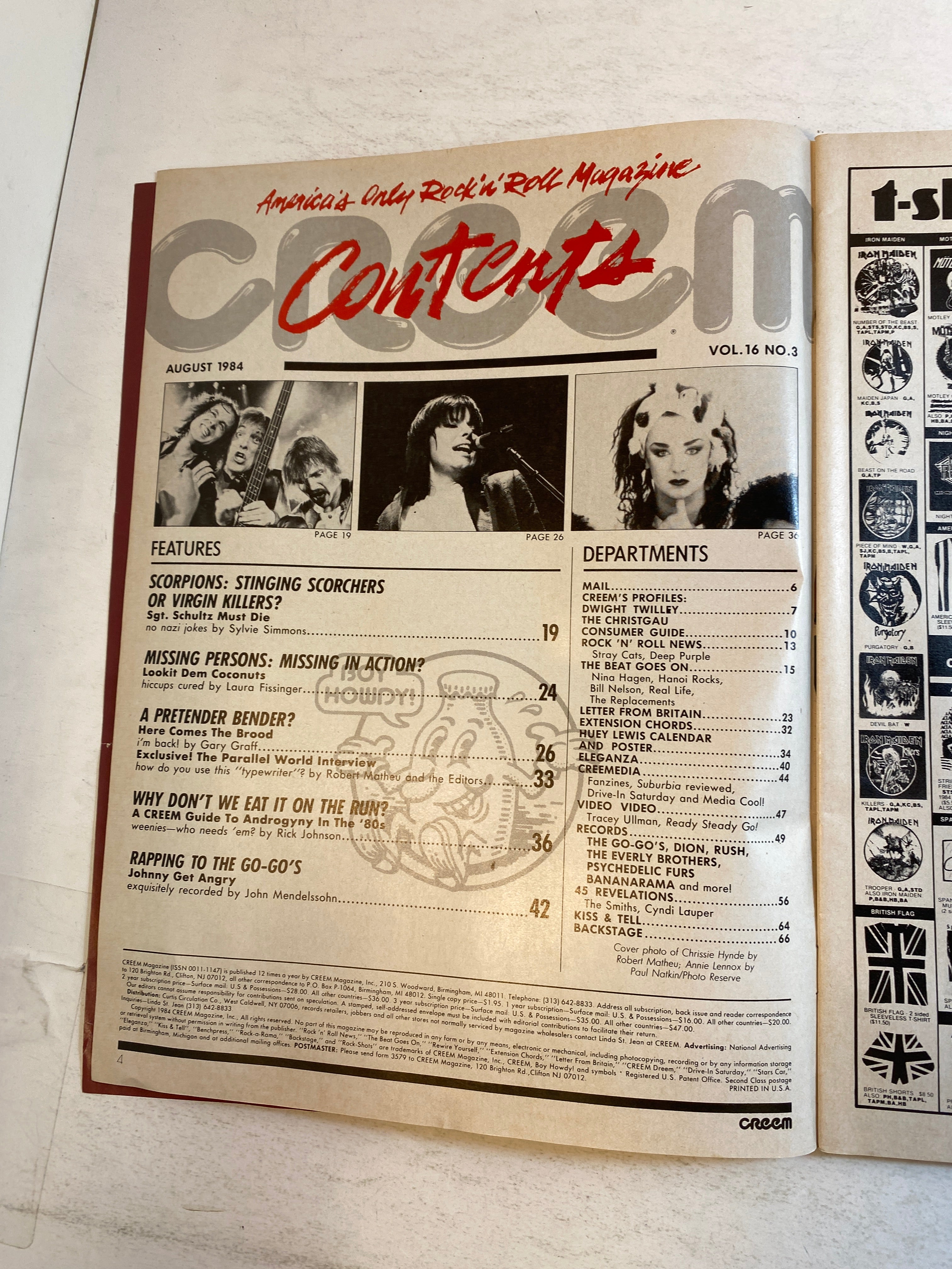 Creem Magazine August 1984 Pretenders