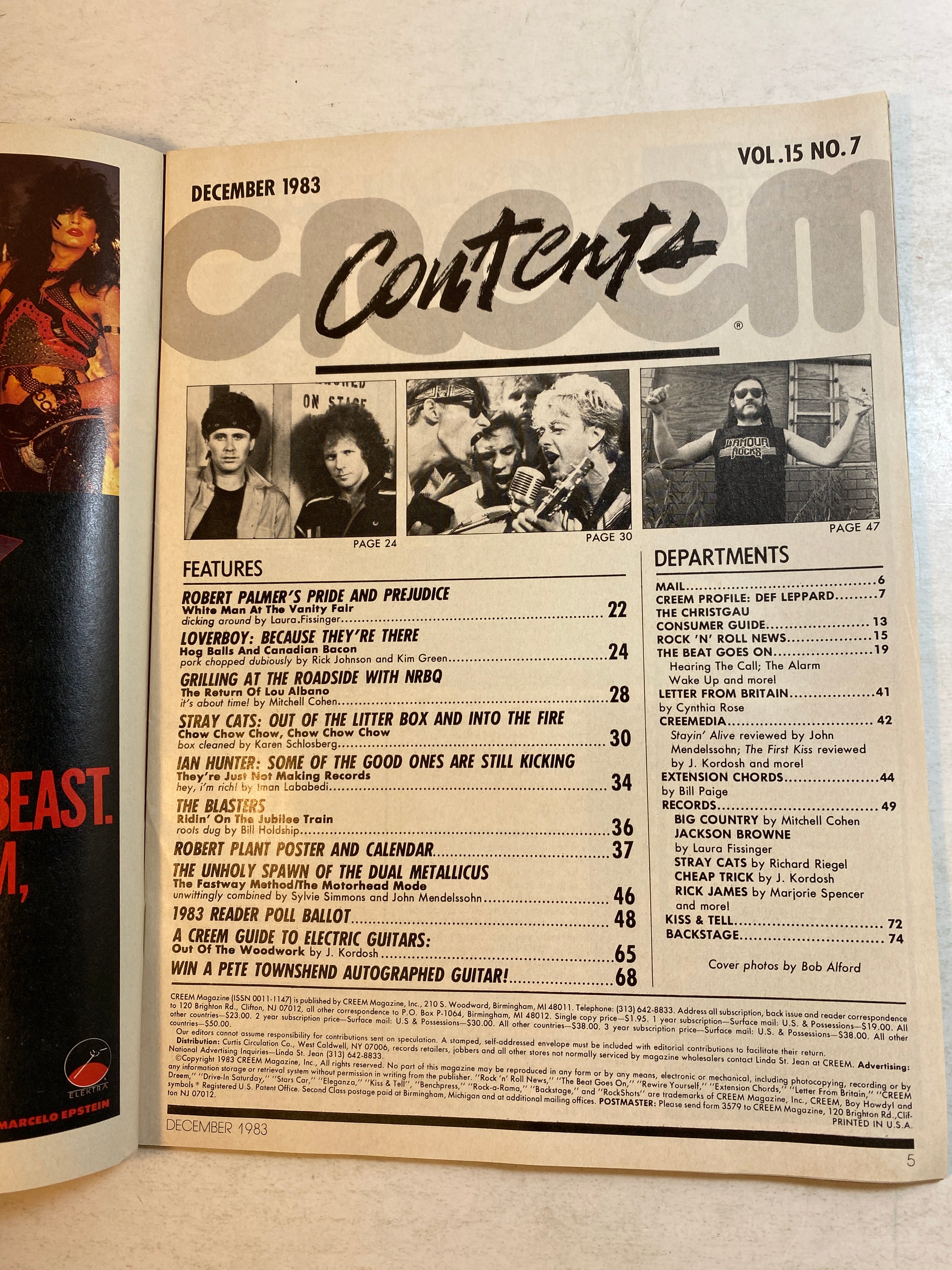 Creem Magazine December 1983 Stray Cats
