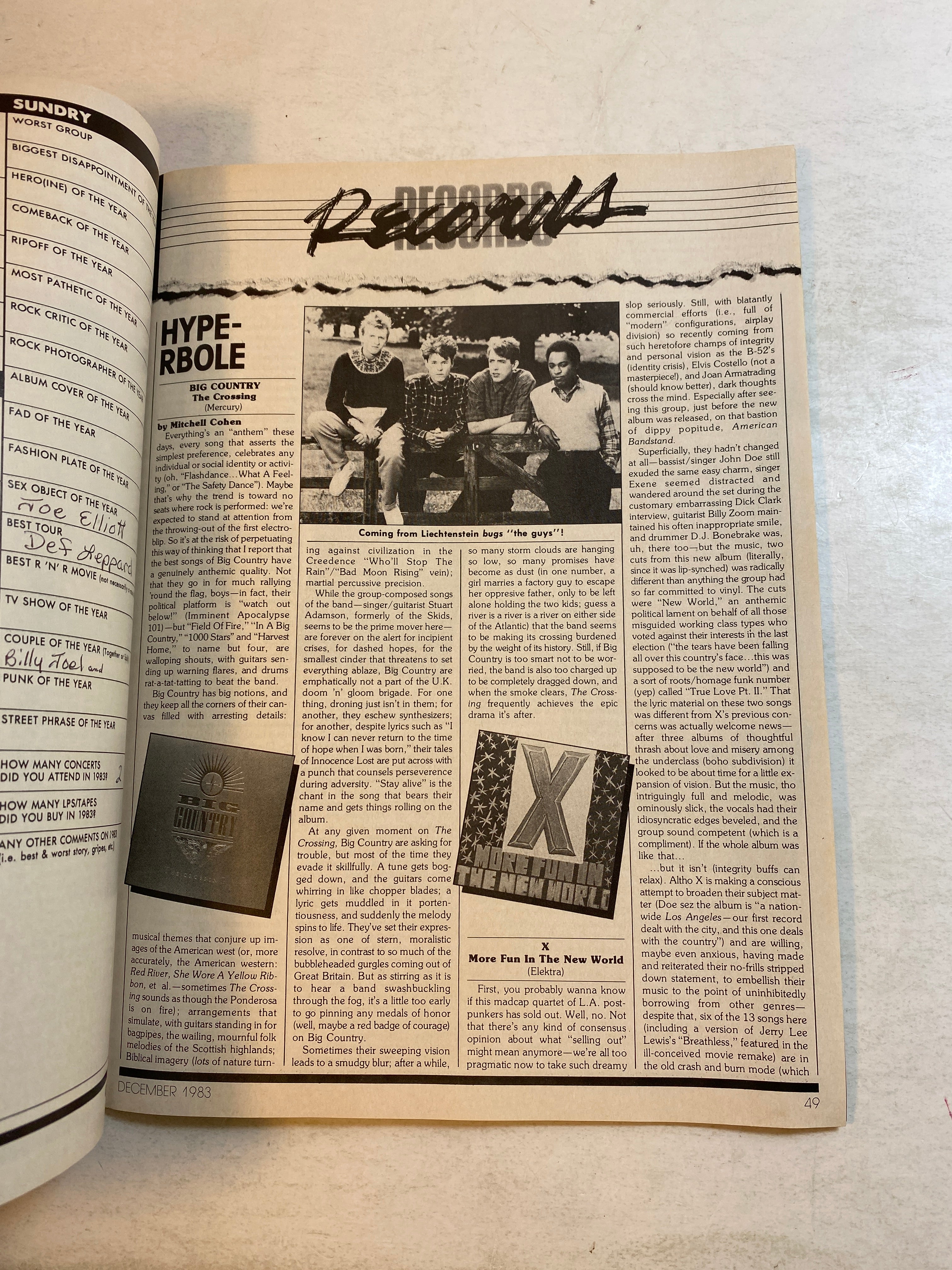 Creem Magazine December 1983 Stray Cats