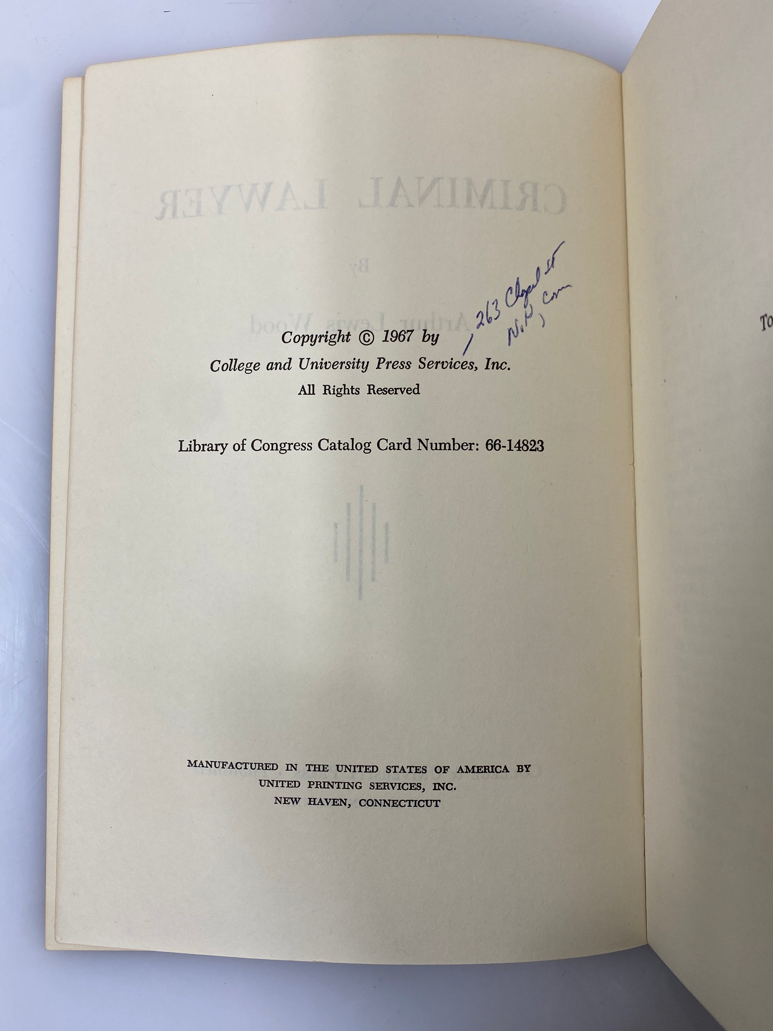 Criminal Lawyer by Arthur Lewis Wood 1967 Rare Vintage SC
