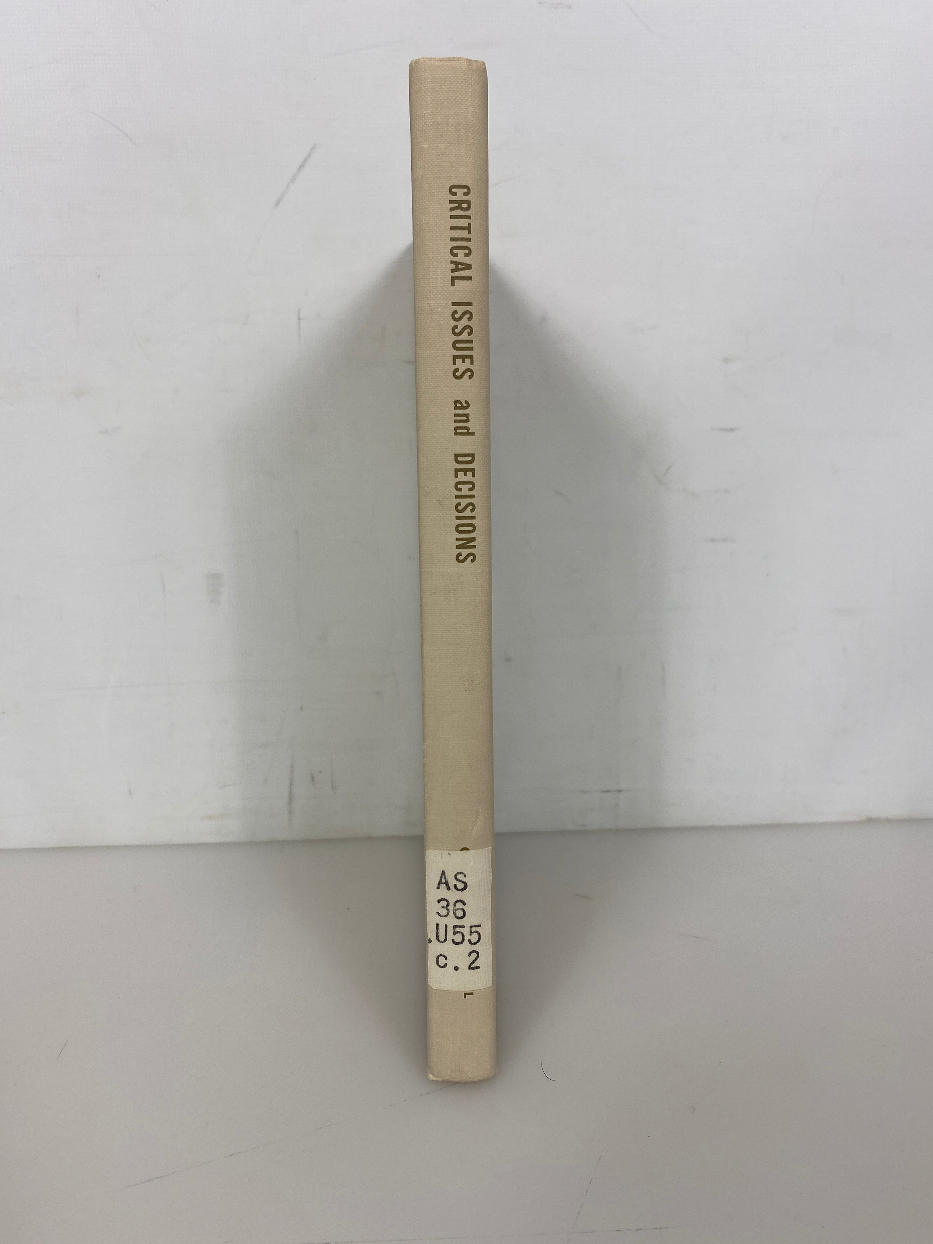 Critical Issues and Decisions USDA Graduate School 1962 Rare Ex-Library HC
