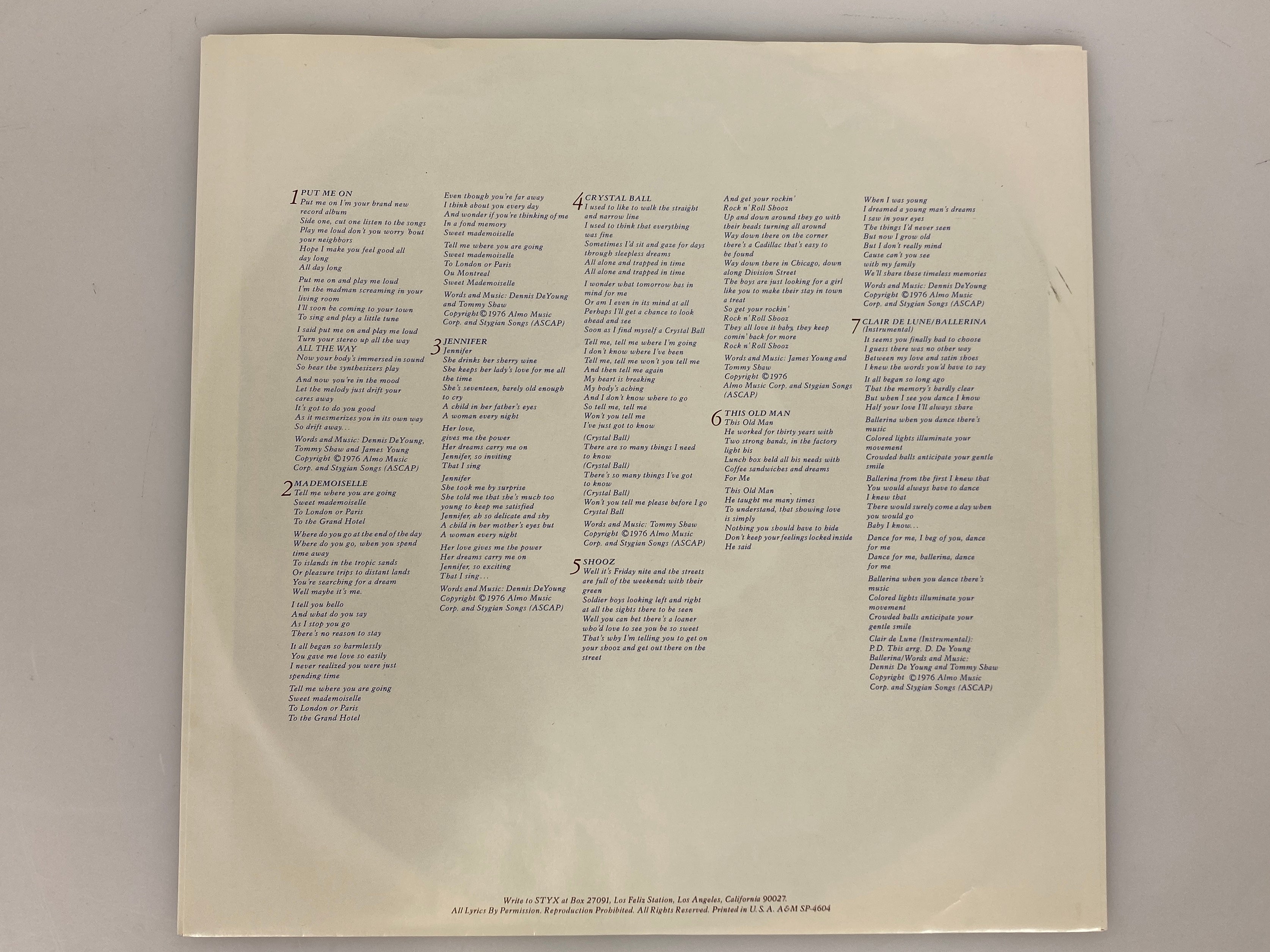 Crystal Ball Styx 1976 Vinyl Record