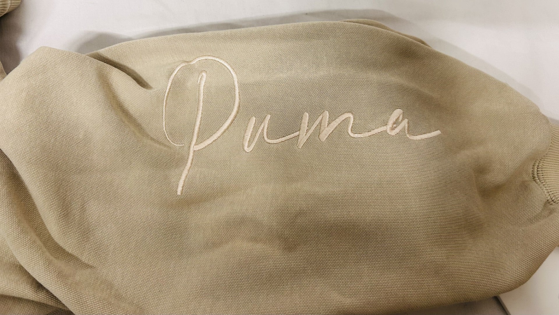 Puma Women's Script Logo Sweatpants in Desert Dust