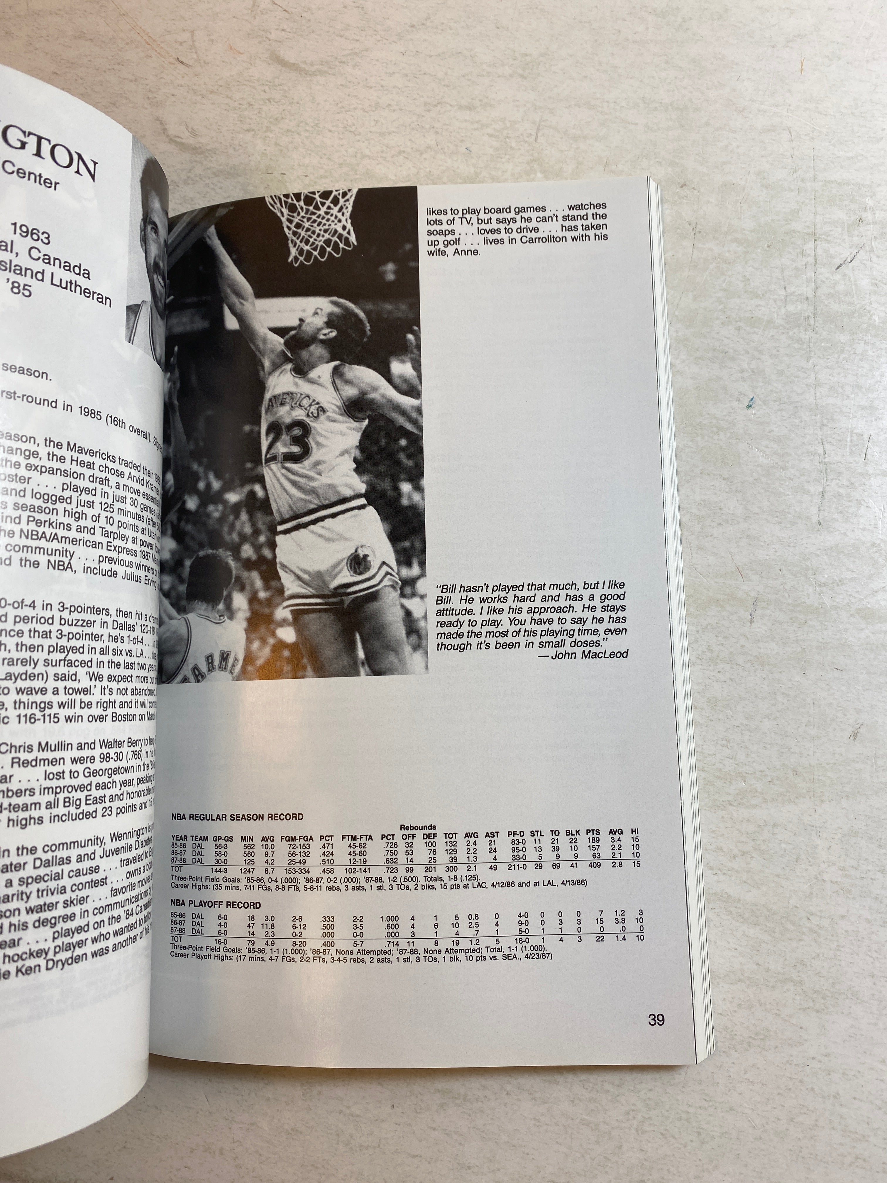 Dallas Mavericks NBA Media Guide 1988-1989