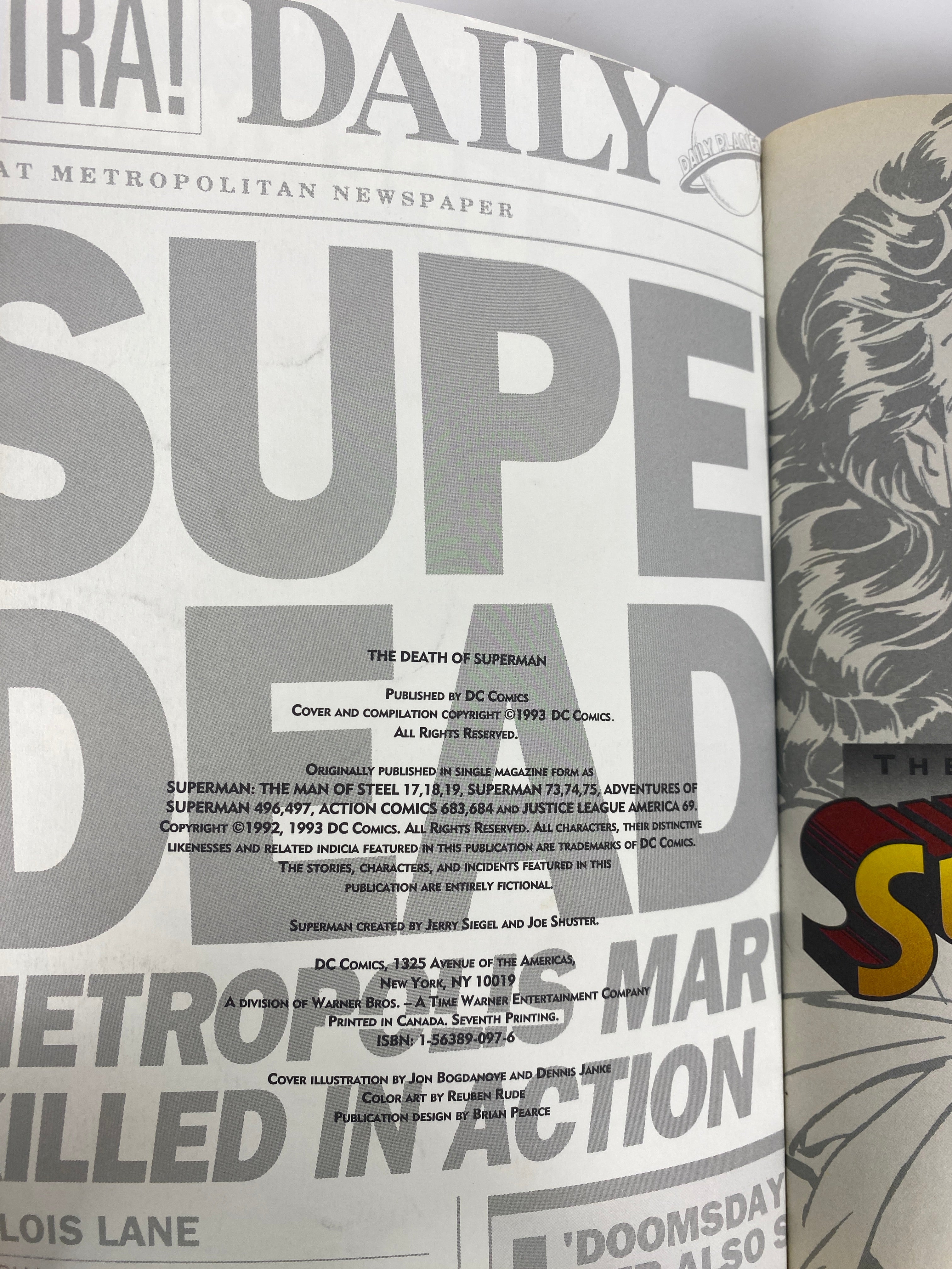 Death of Superman Graphic Novel DC Comics 1993