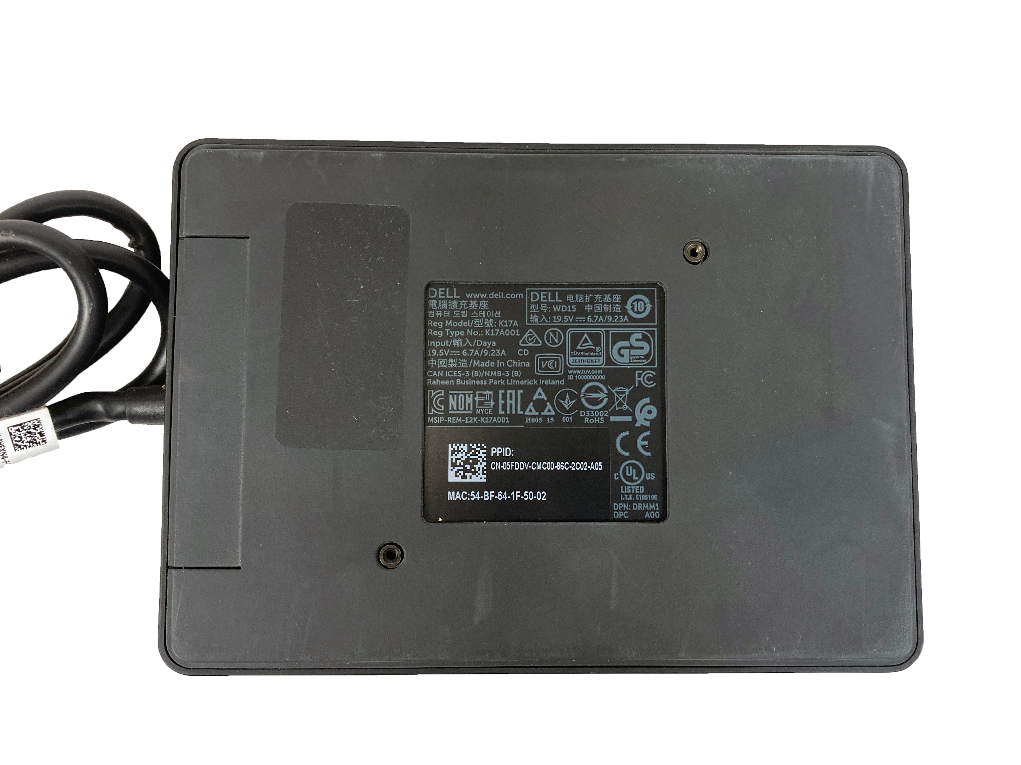 Dell K17A Docking Station WD15 W/ Power Adapter