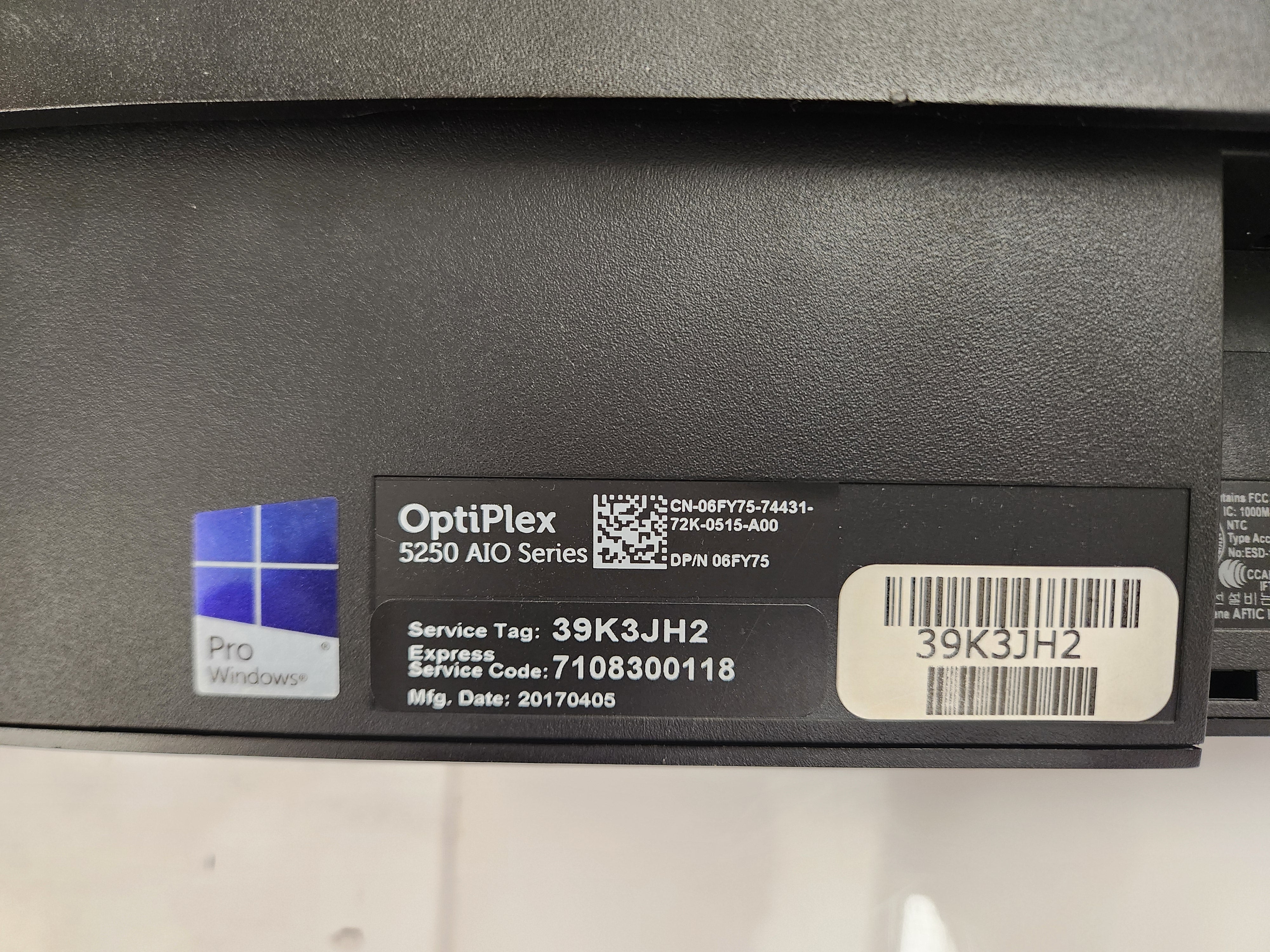 Dell Optiplex 5250 All in One (AIO) i5 7th Gen Windows 11 Pro *No Stand*