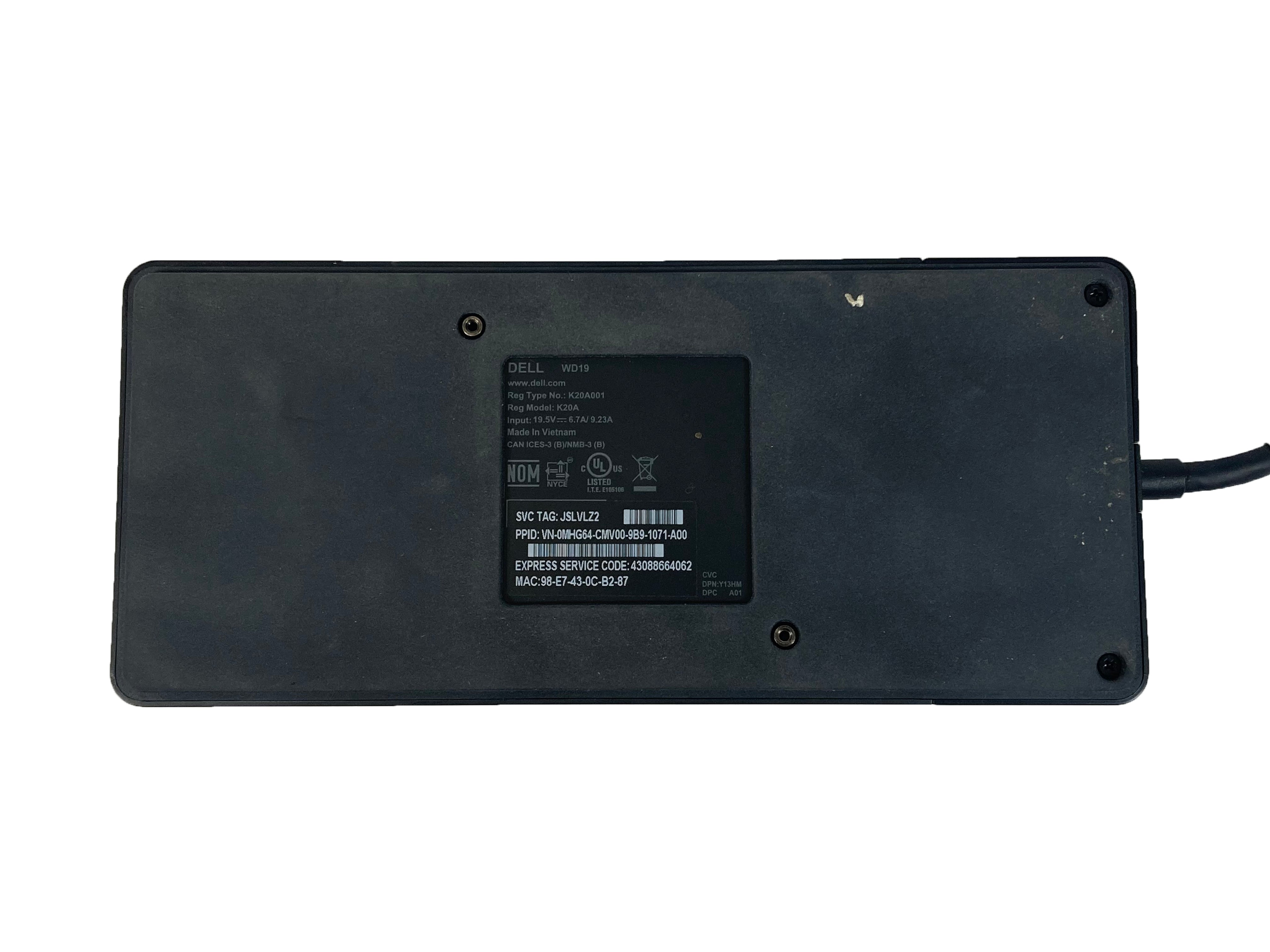 Dell USB-C Docking Station WD19 w/ AC Adapter